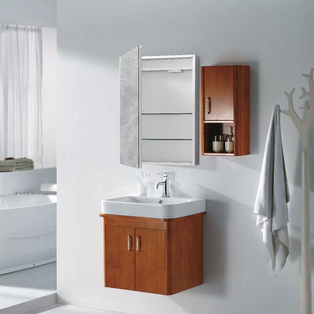HOMCOM Bathroom Cabinet with Mirror, LED Lights and Demister Pad, Black
