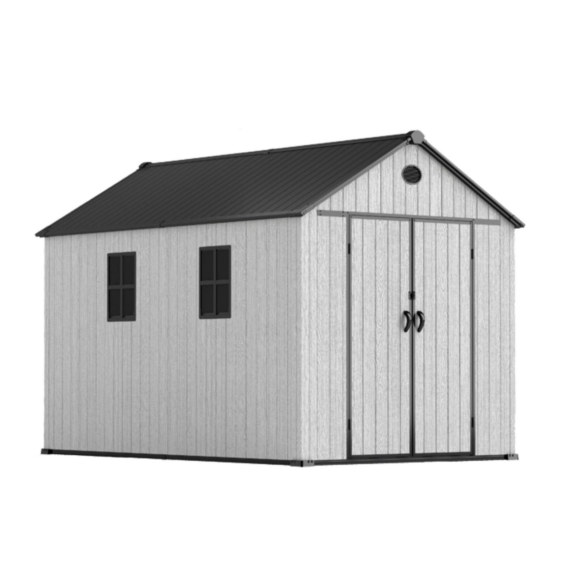 6'x8'ft/8'x8'ft/8'x12'ft/8'x16'ft Gray Wood Grain Plastic Tool Shed Living and Home 