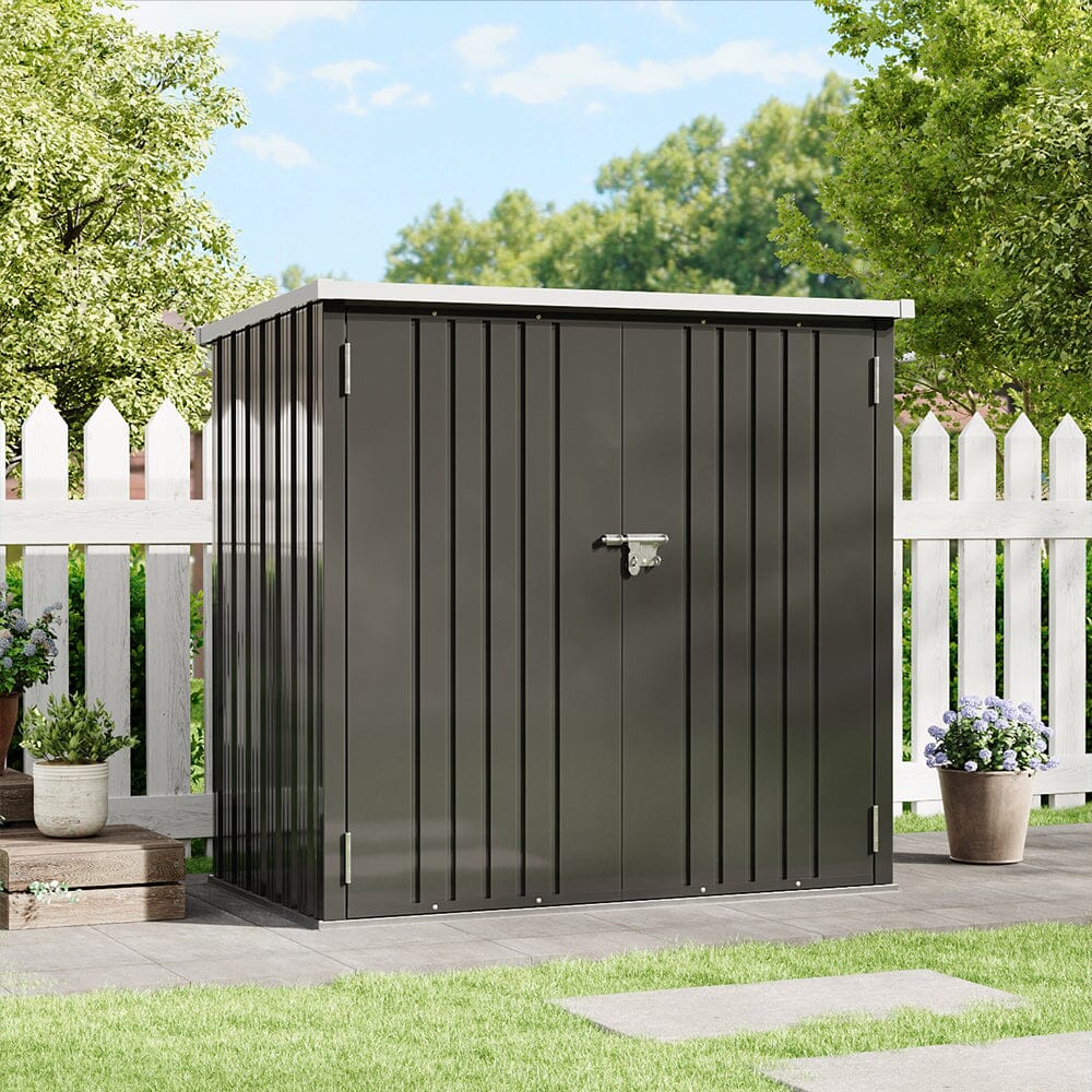 5.5x3ft Grey Slanted Roof Garden Shed with Double Doors Living and Home 
