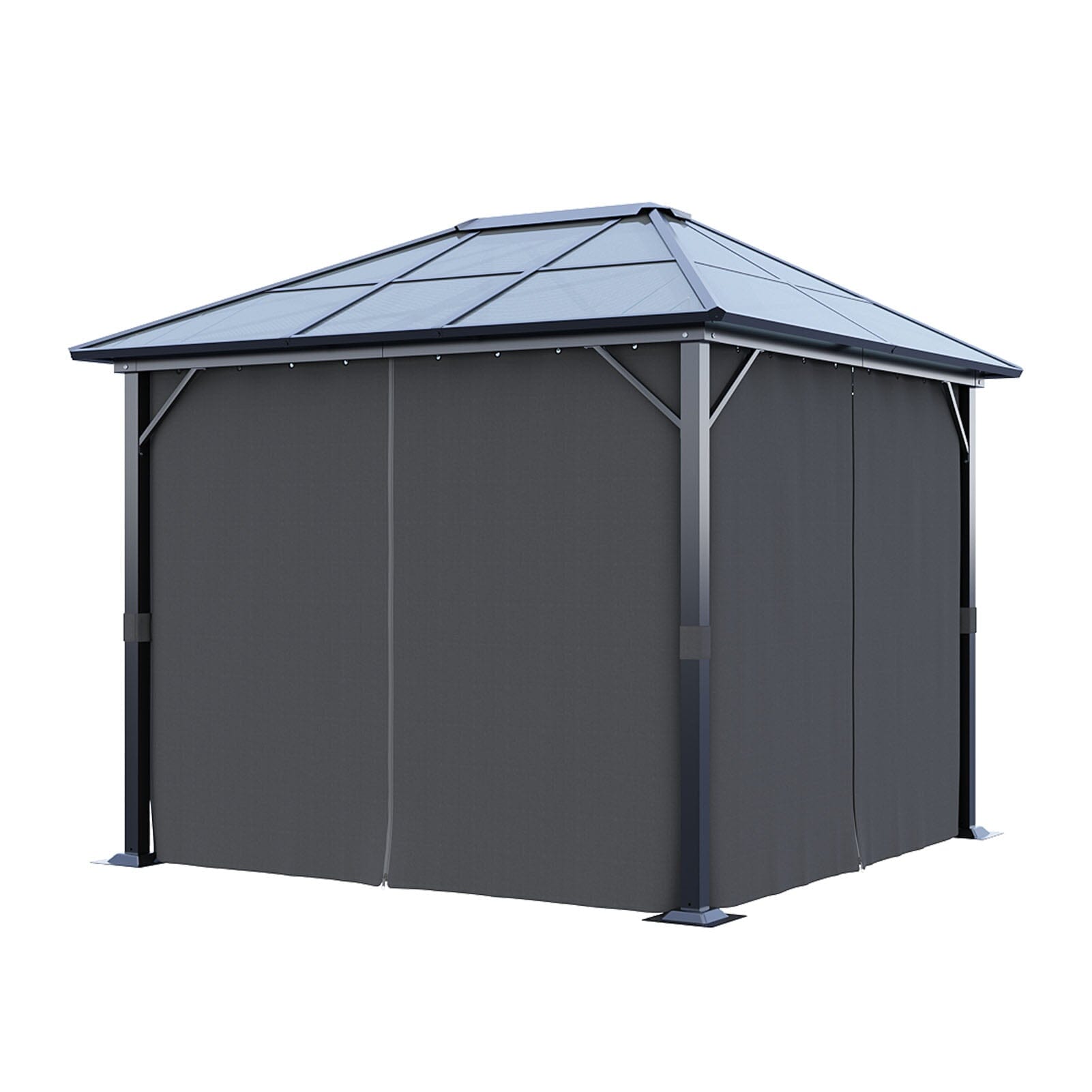 3*3*2.6m Dark Grey Single-roof Sunshade Canopy with Surrounding Fabric Living and Home 