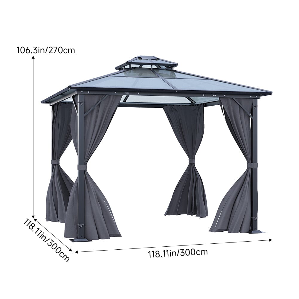 3*3*2.7m Half Iron Half Aluminium Double-top Sun Canopy with Surround Fabric Living and Home 