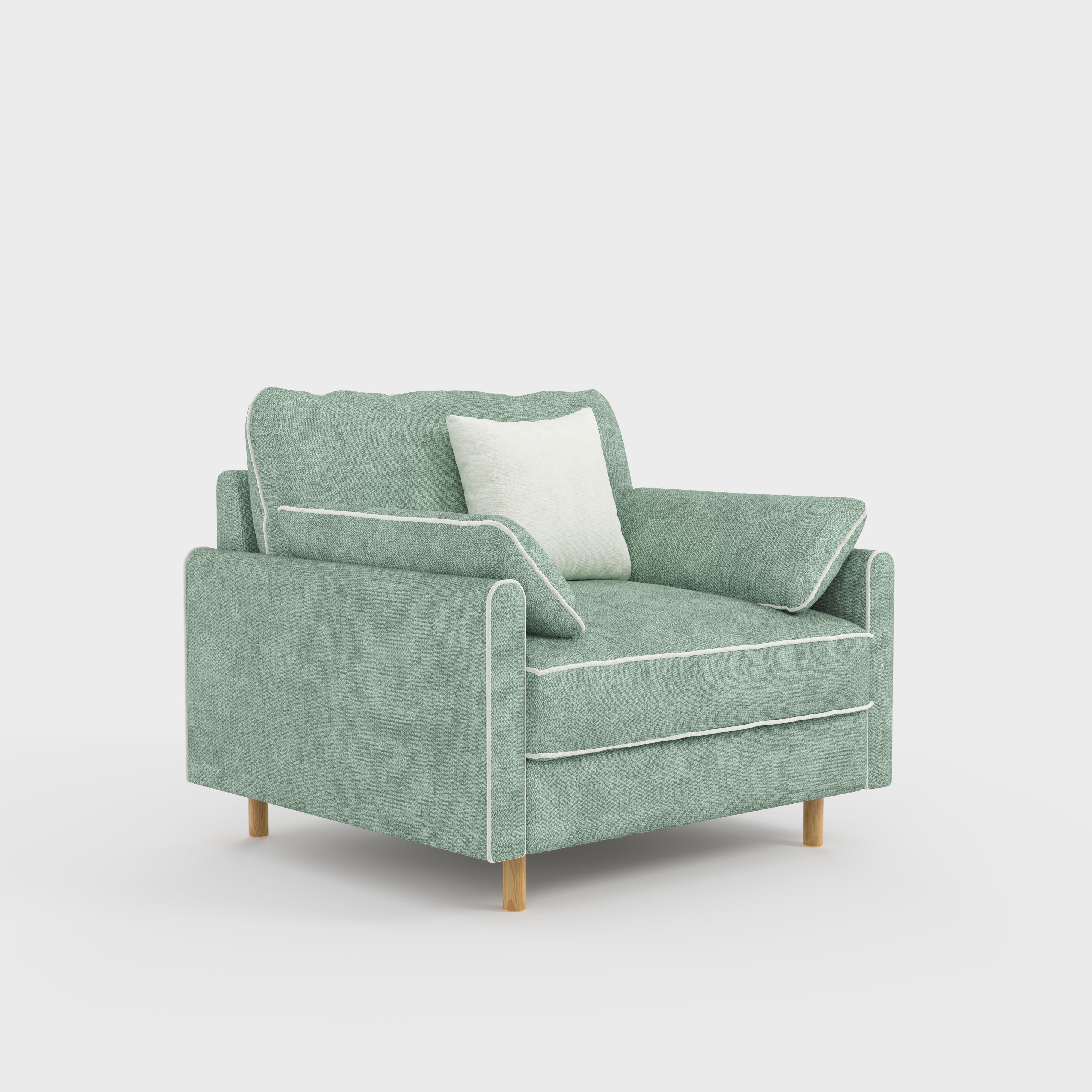 Cotton Linen Detachable Modular Sofa with Fringed Trim Cottonfy UK Single (without Fringed Trim) Mint Green In Stock