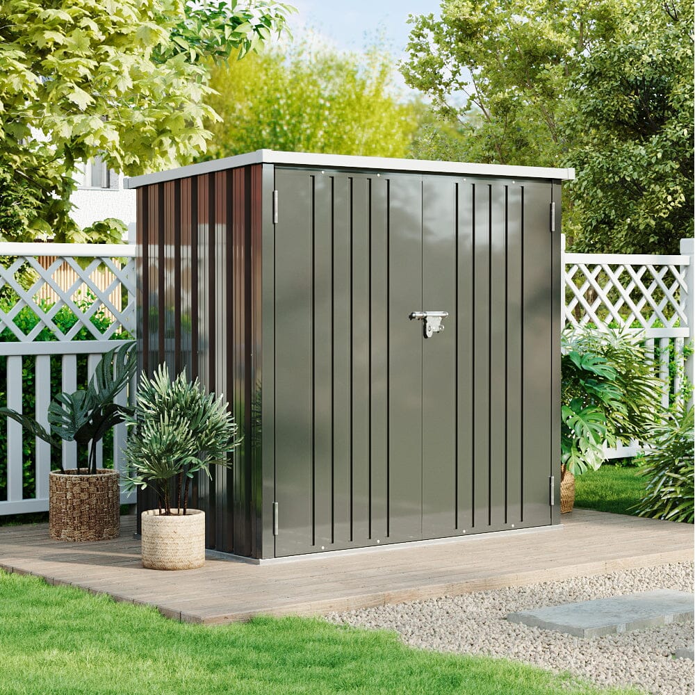 5.5x3ft Grey Slanted Roof Garden Shed with Double Doors Living and Home 