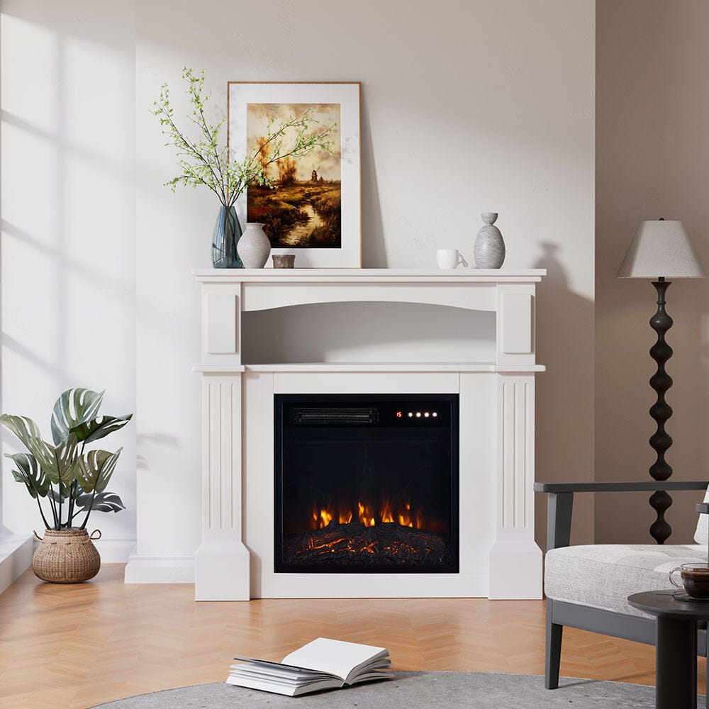 Wood Grain Fireplace Cabinet with 18inch Electric Fire | Touchscreen-enabled & remote-controlled Living and Home 