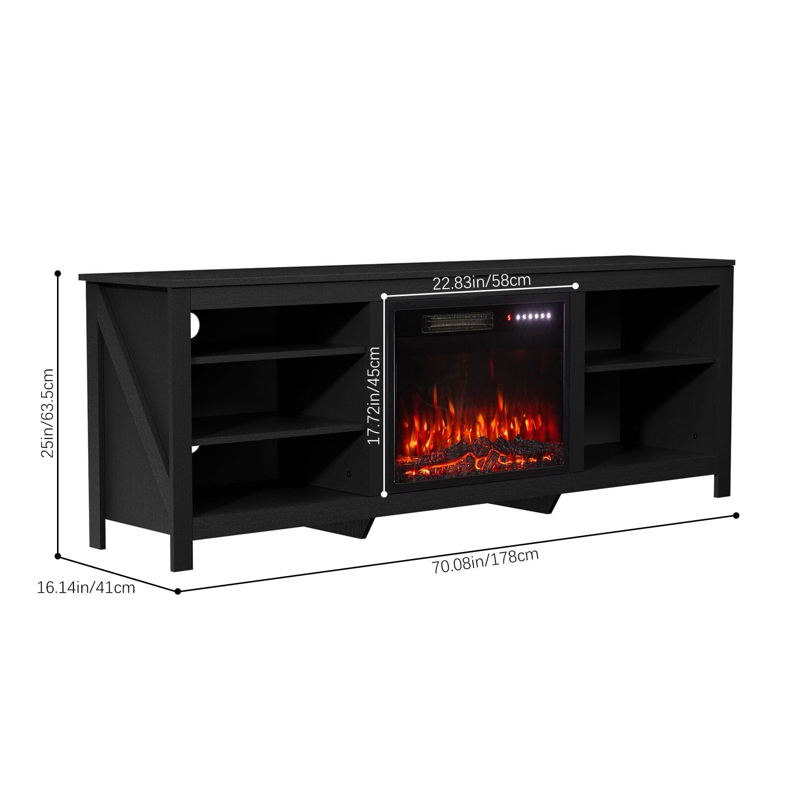 23Inch Electric Fireplace with TV Stand | 12 Flame Colours, Remote Control Living and Home 