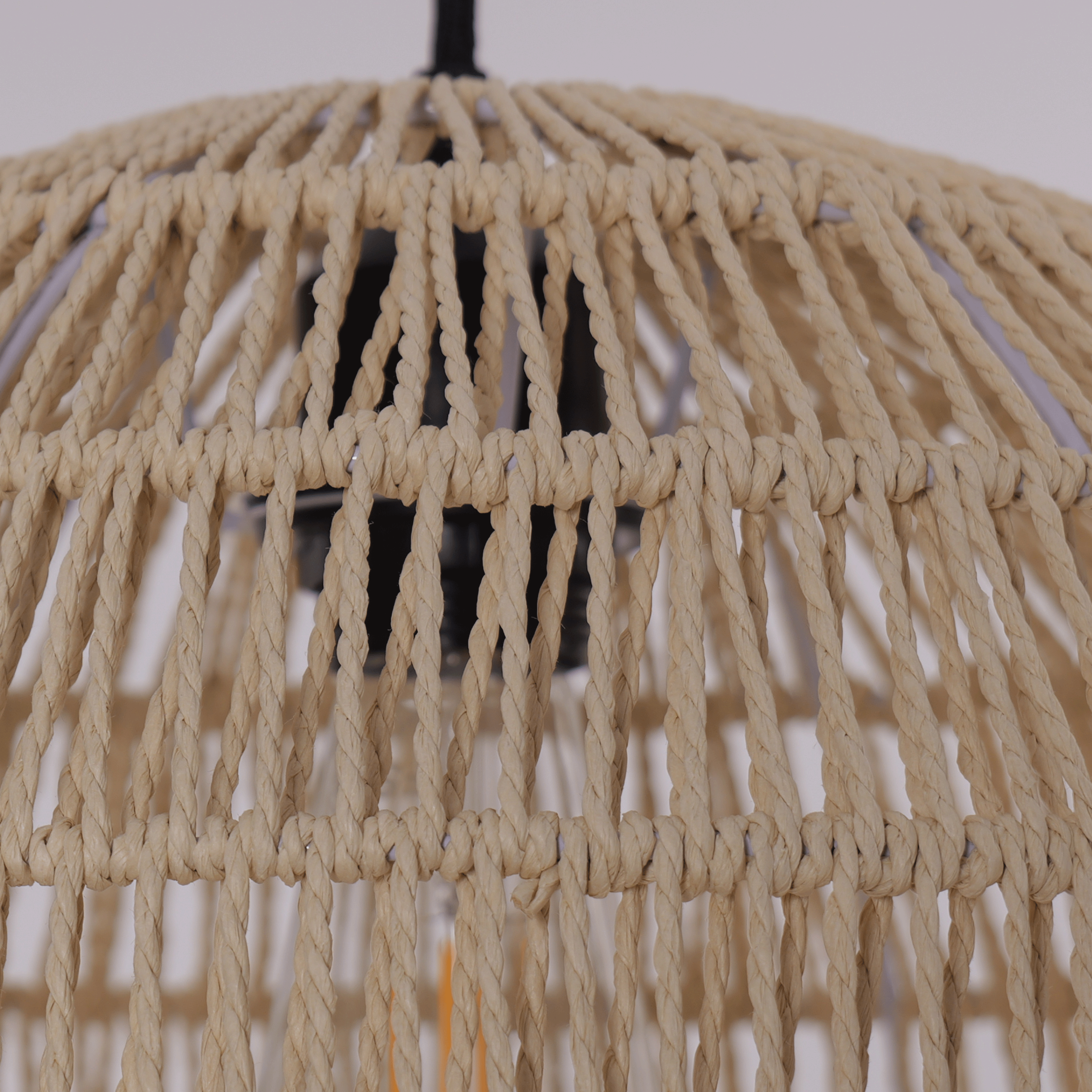 Lightsin Handwoven Cotton Rope and Iron Round Pendant Light for Cozy Spaces Lightsin UK 