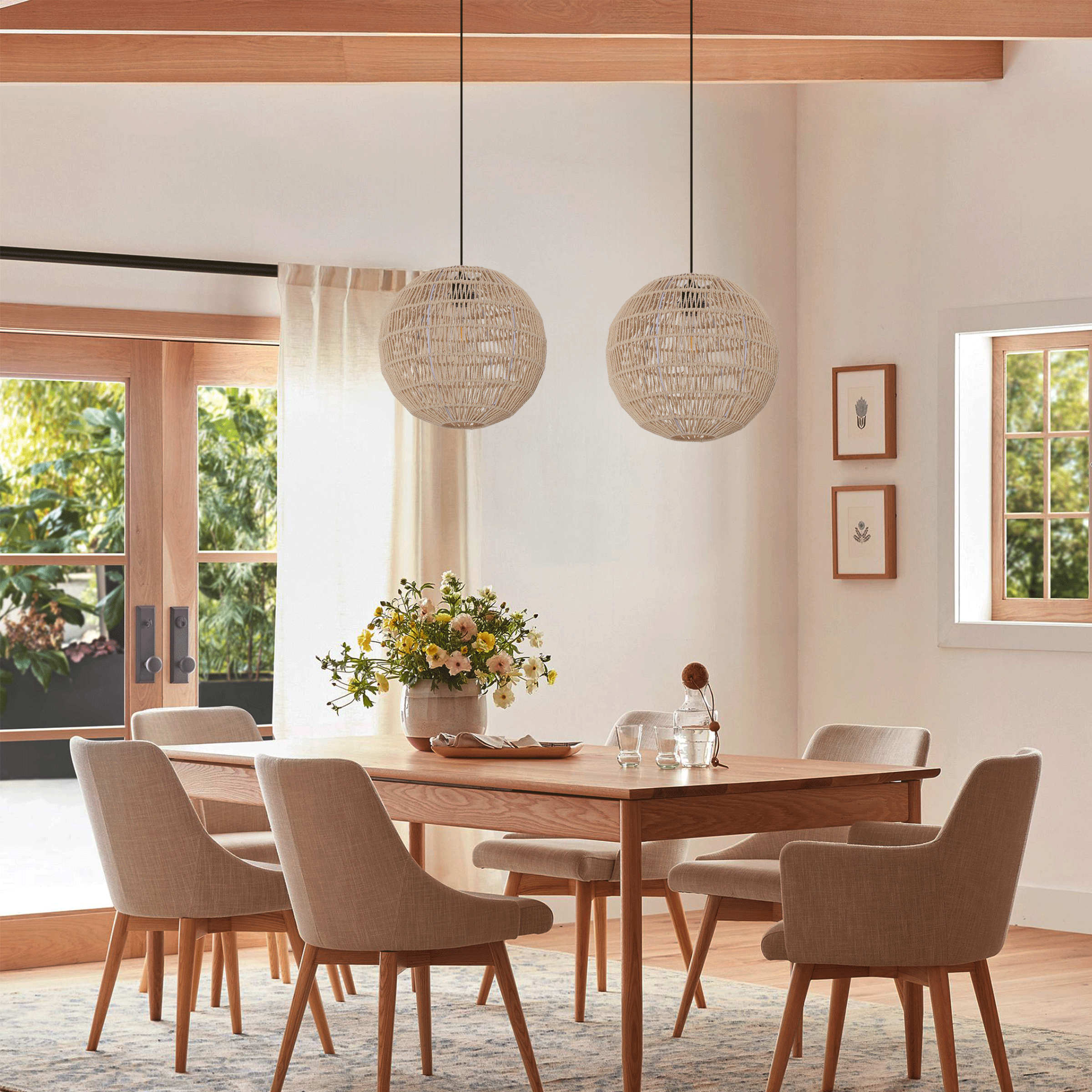 Lightsin Handwoven Cotton Rope and Iron Round Pendant Light for Cozy Spaces Lightsin UK 