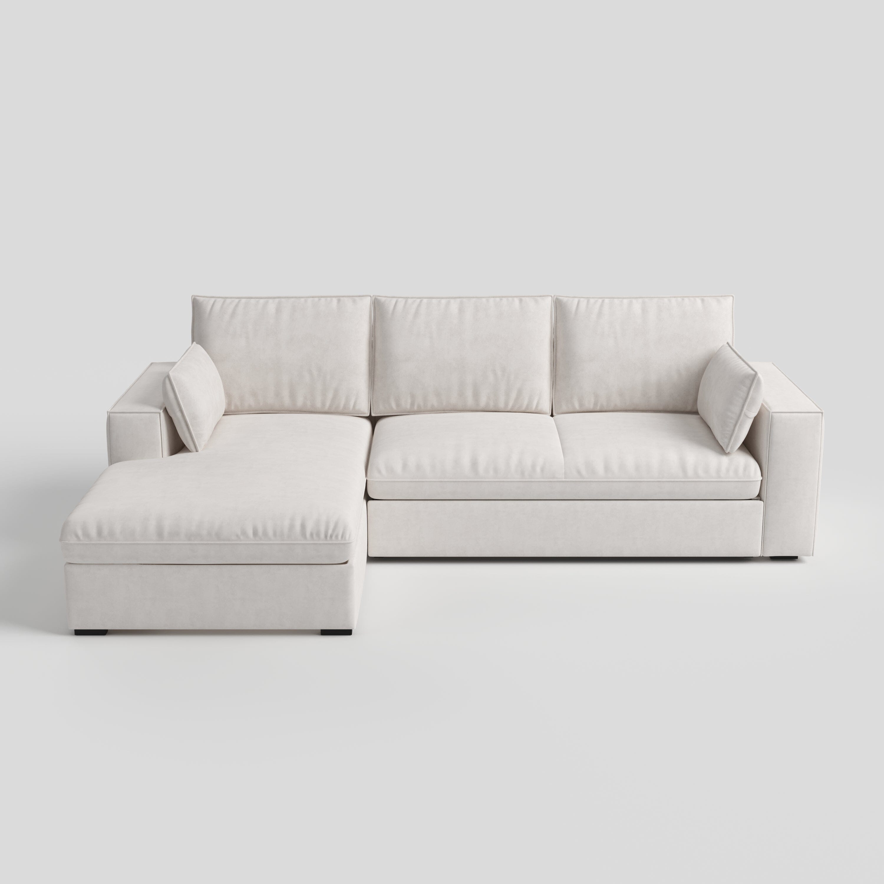 Cottonfy Creamy Tofu Block Pullout Sofa Bed with Storage Cottonfy UK 