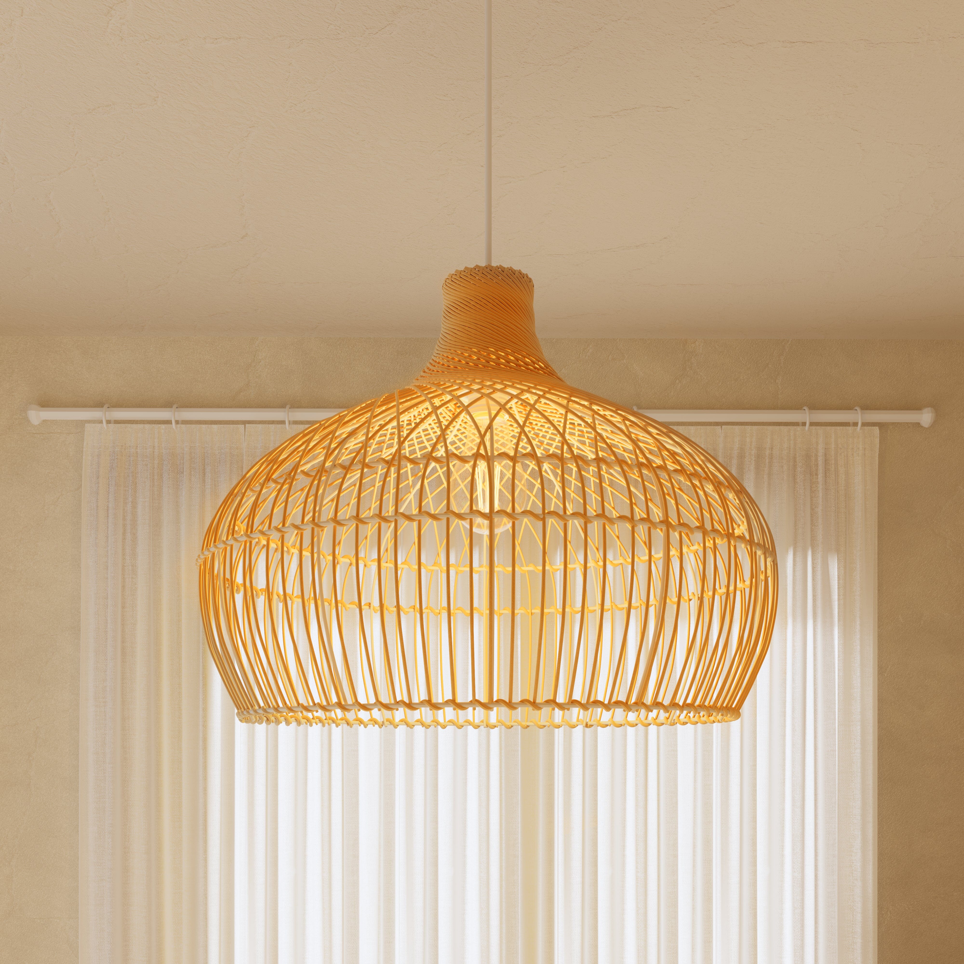 Lightsin Handwoven Gourd Shaped Rattan Pendant Light Lightsin UK 1 Unit 