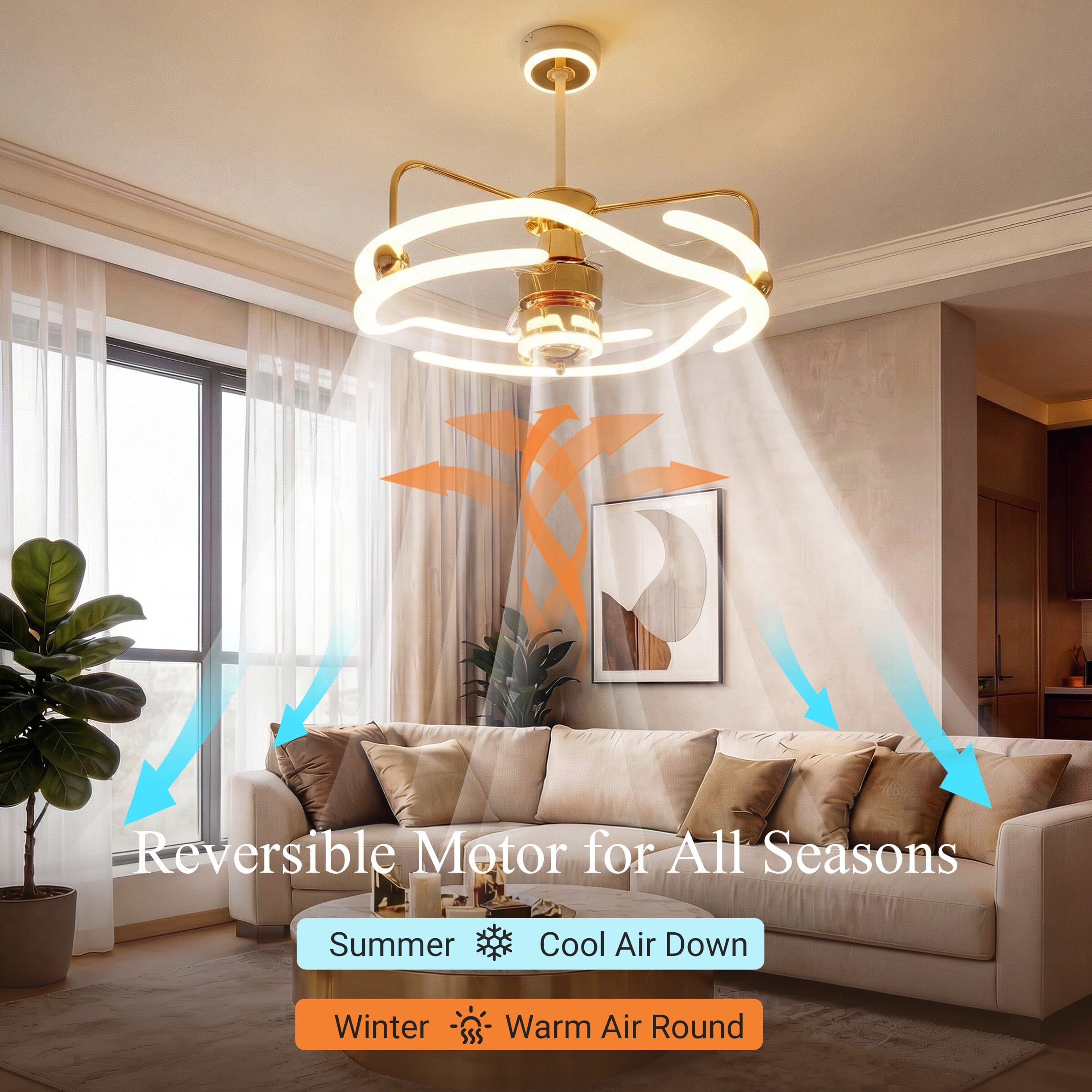 Lightsin Modern Ceiling Fan Light with Remote Control Low-Noise Adjustable Fan Light Lightsin UK 