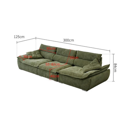 Cottonfy Adjustable Backrest Sailboat Corduroy Sofa Green Cottonfy UK 300CM Green Deposit