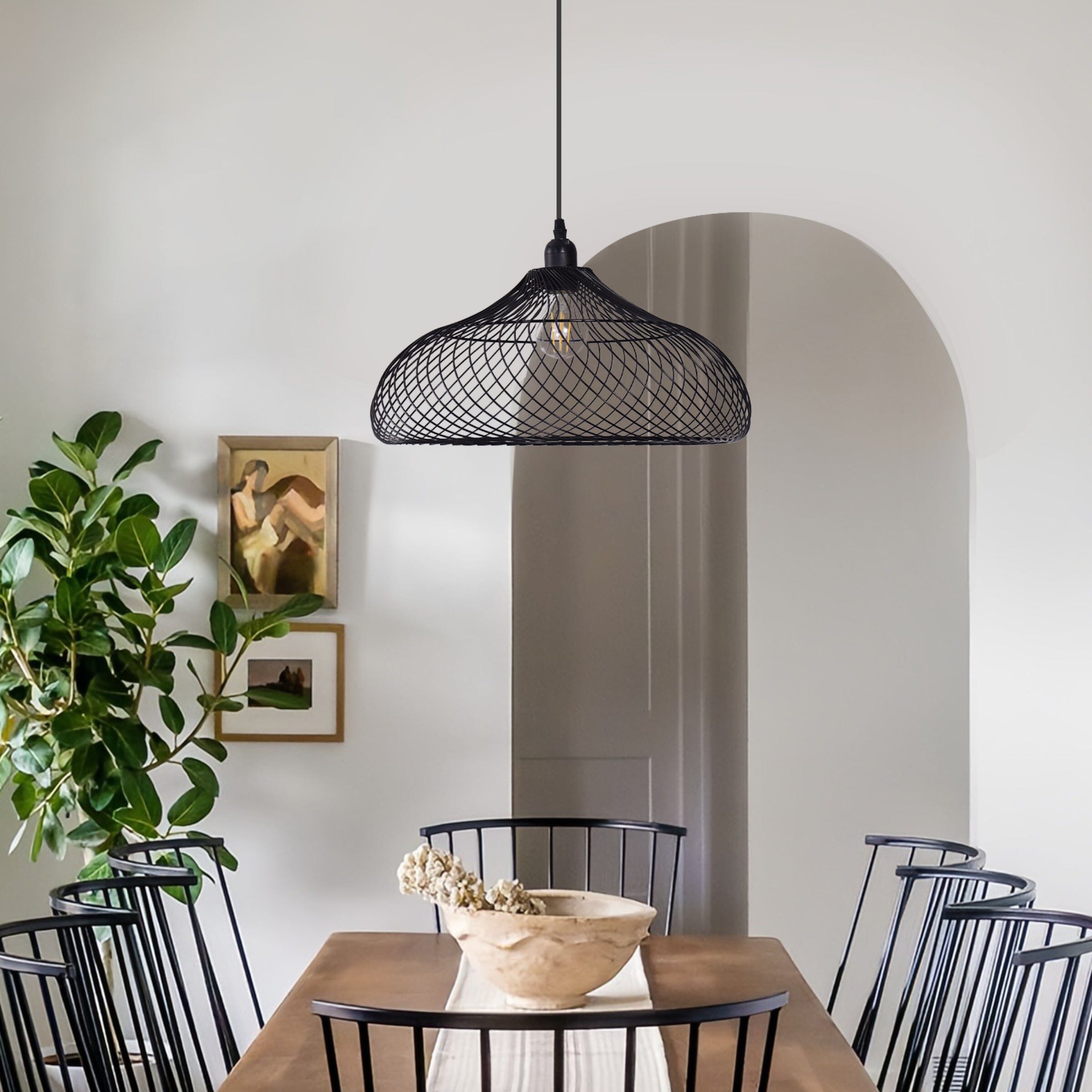 Lightsin Industrial Style Black Iron Pendant Light with Spiral Design Lightsin UK 