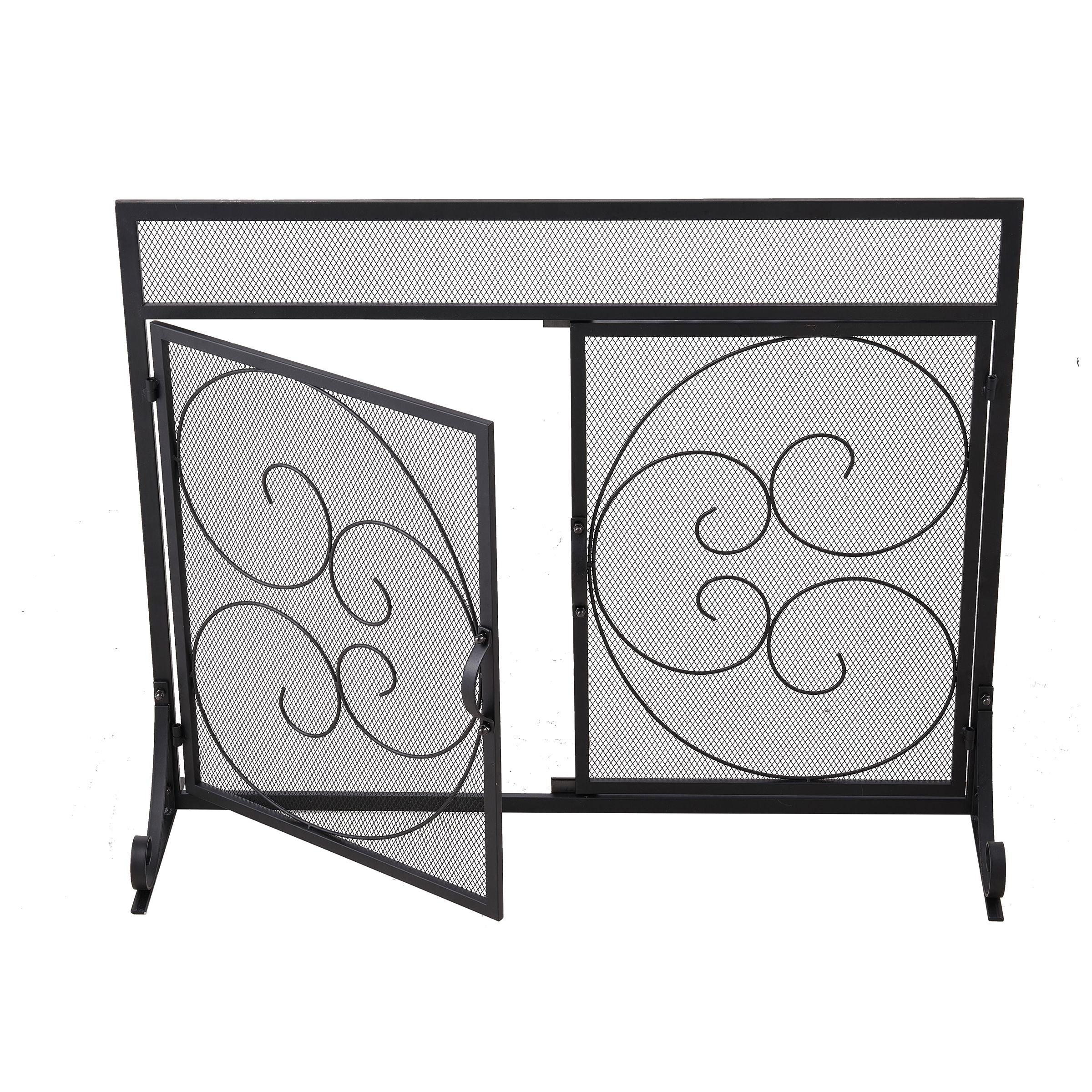 Smallbee Iron Fireplace Screen Black Powder-Coated – 89x25x71.5cm Smallbee UK 