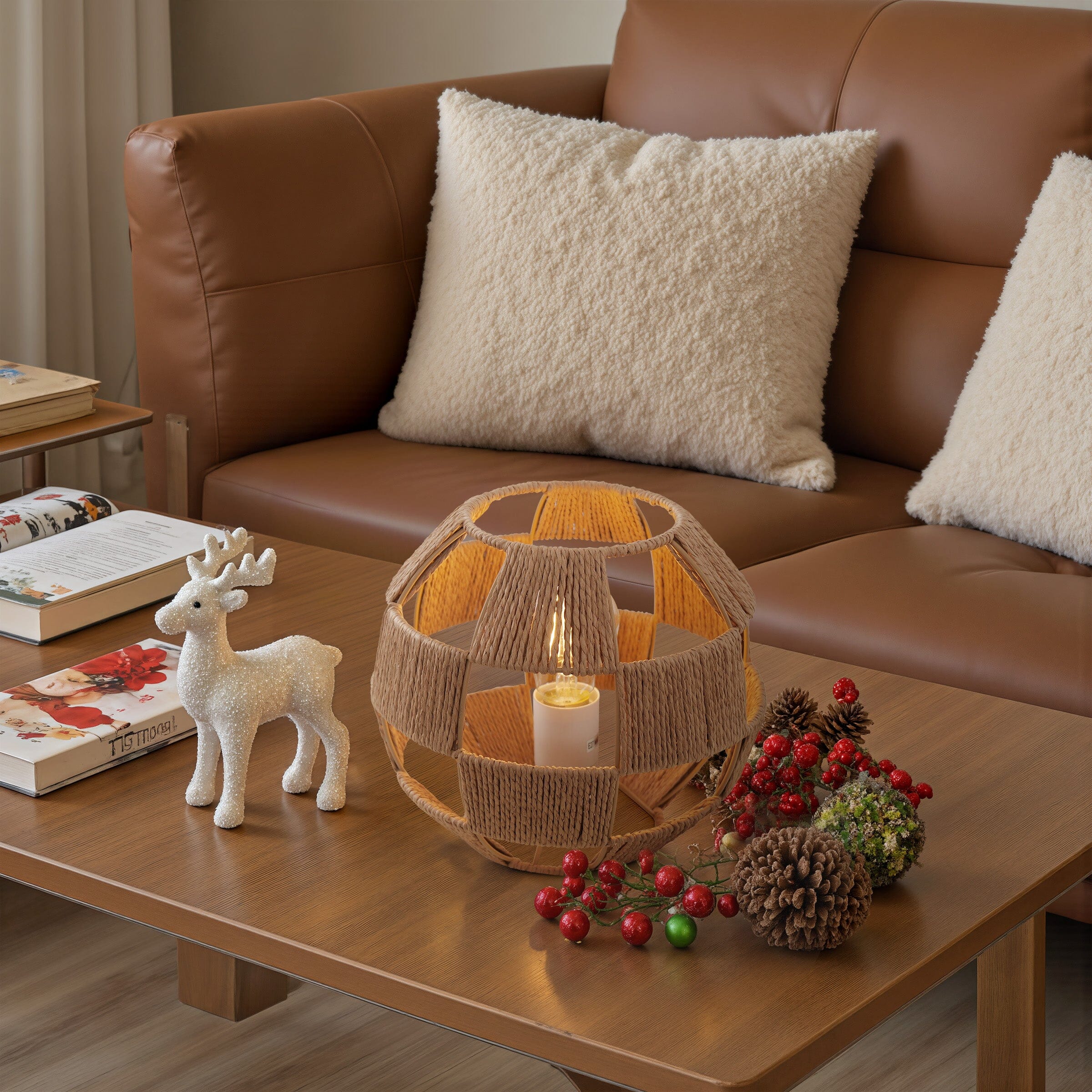 Lightsin Handwoven Jute Globe Table Lamp - Eco-friendly Spherical Bedside Desk Lighting Lightsin UK 2 Units 