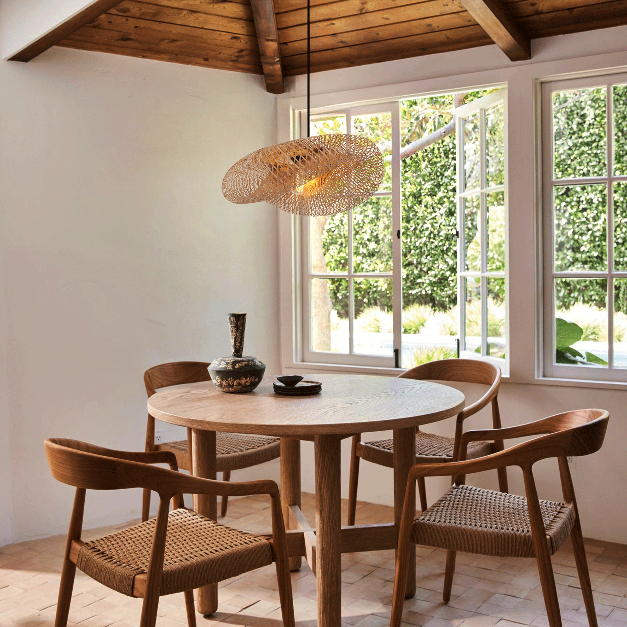 Lightsin Natural Handmade Eco-Friendly Bamboo Pendant Light for Dining Room Lightsin UK 