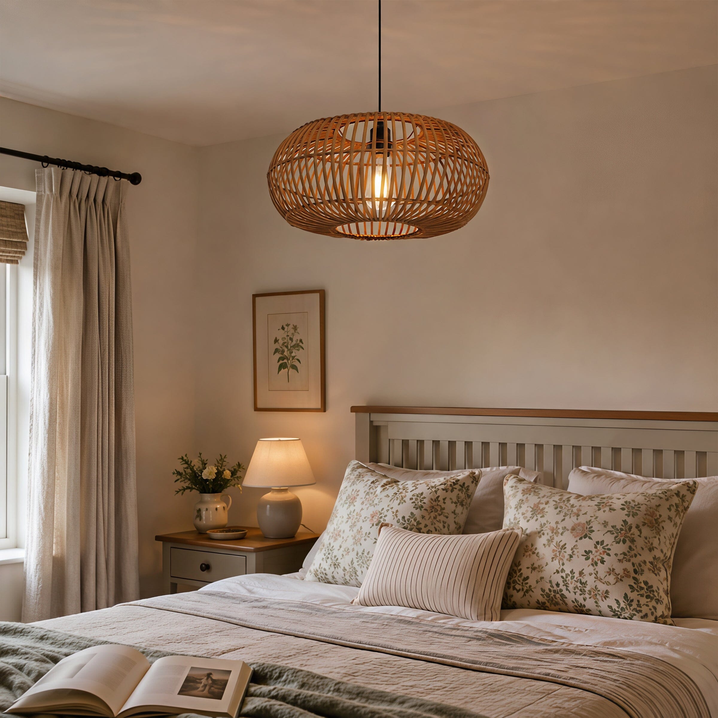 Lightsin Natural Bamboo Woven Round Pendant Light for Warm Interiors Lightsin UK 