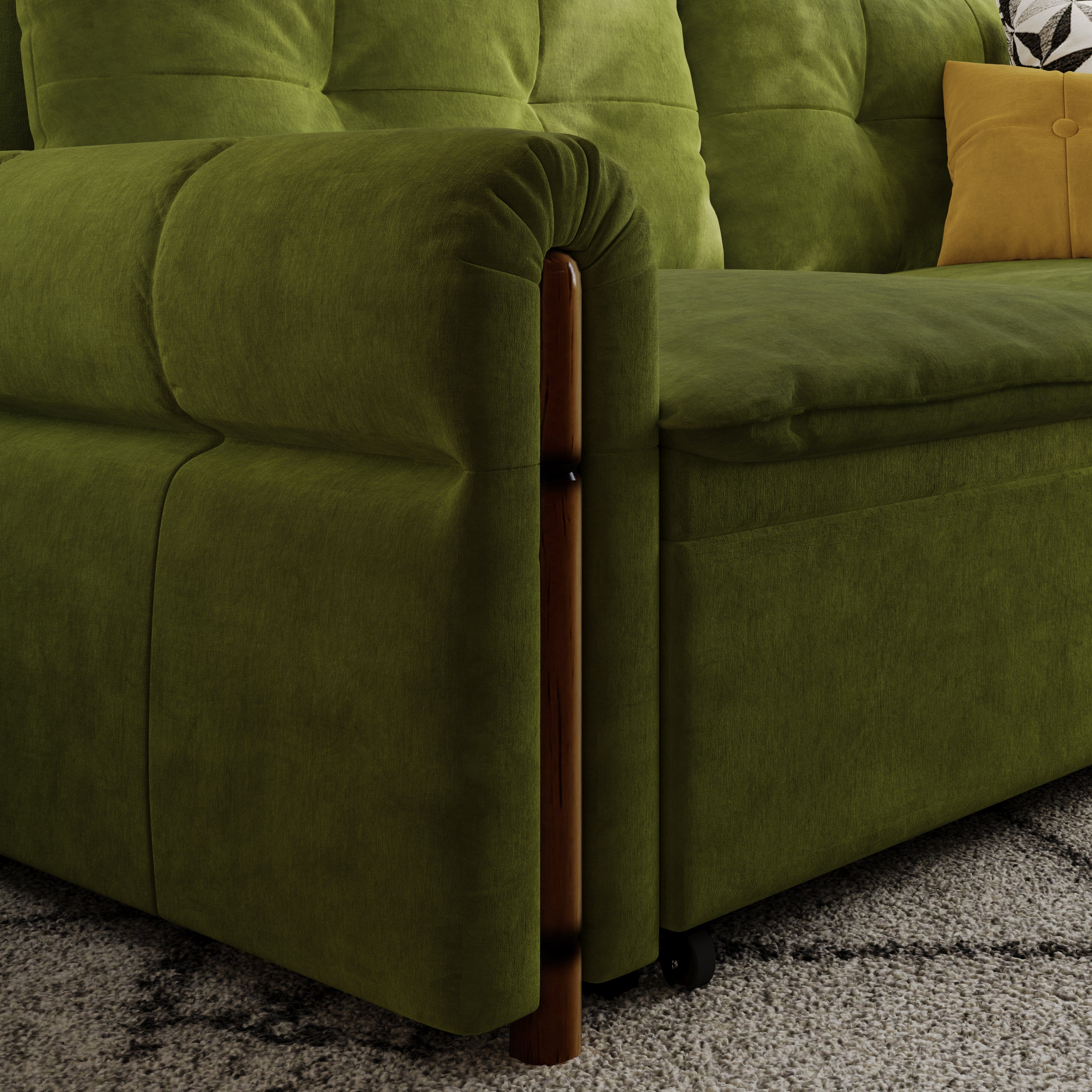 Cottonfy Vintage Pet Friendly Bamboo Design Sofa Bed with Storage Cottonfy UK 