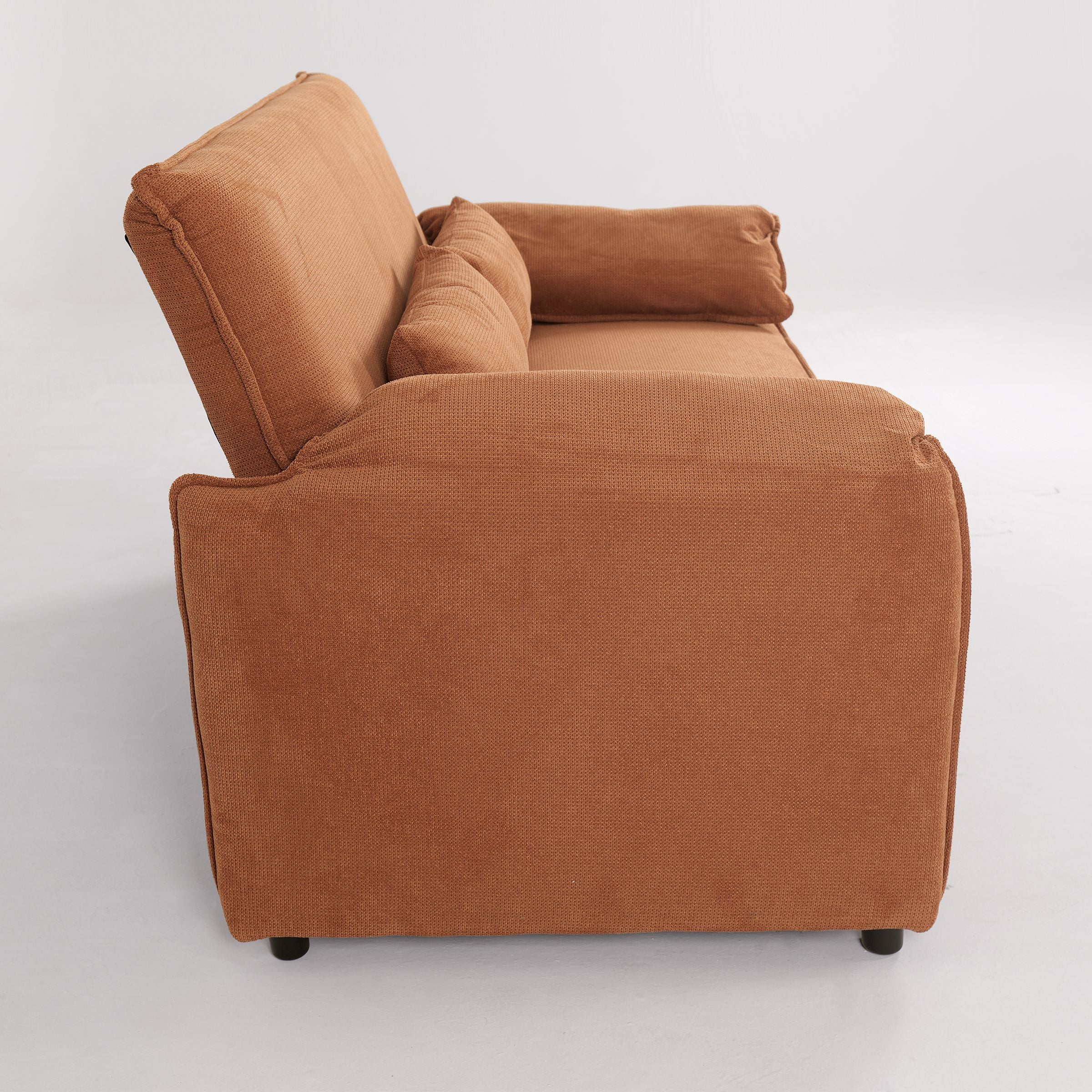 Caramel & Ginger Yellow Fabric Sofa Bed with Adjustable Backrest and Easy Pull-Out Mechanism Living and Home 