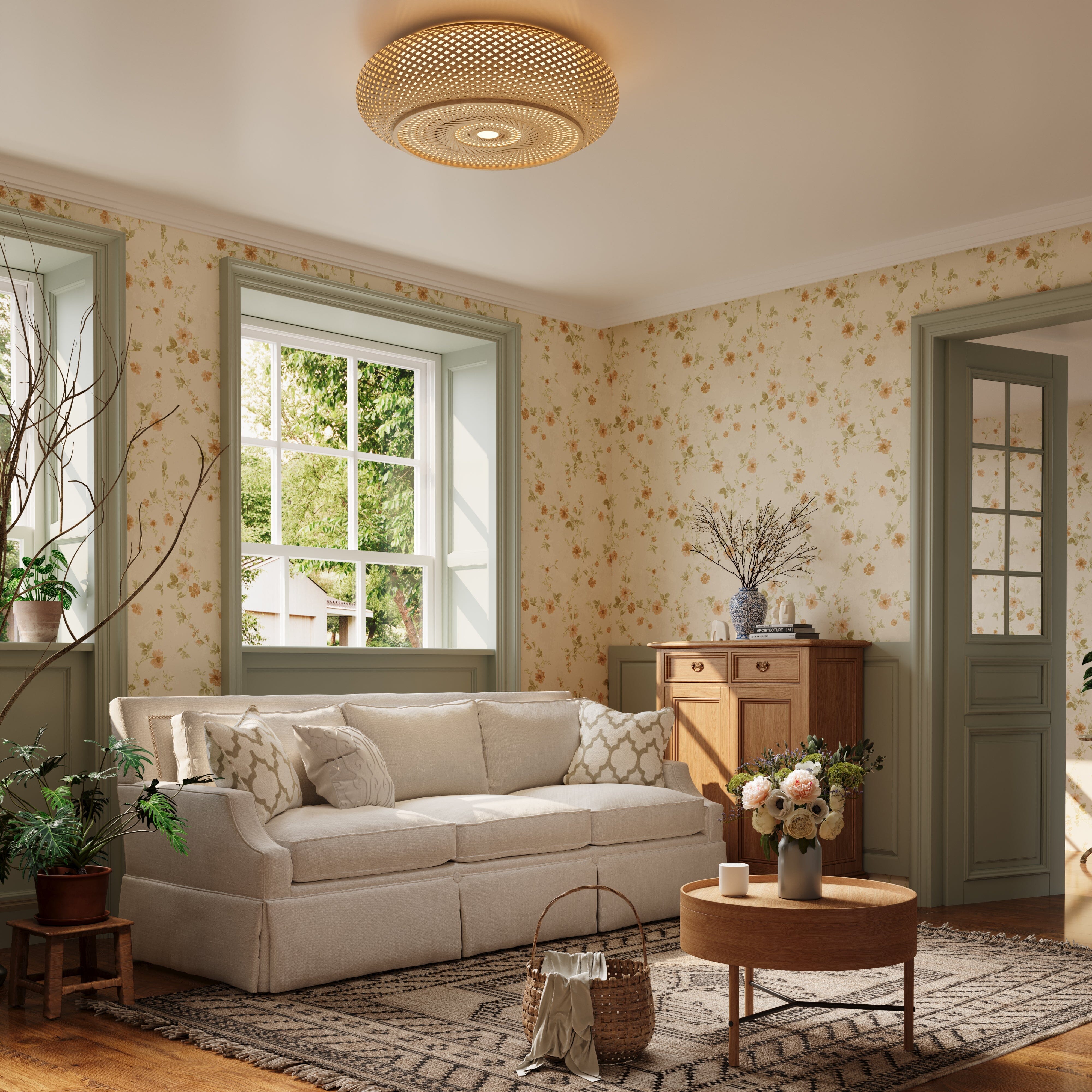 Lightsin Lutta-Handwoven Bamboo Ceiling Light – Zen-Style LED Fixture for Living Room, Bedroom & Dining Room Lightsin UK 