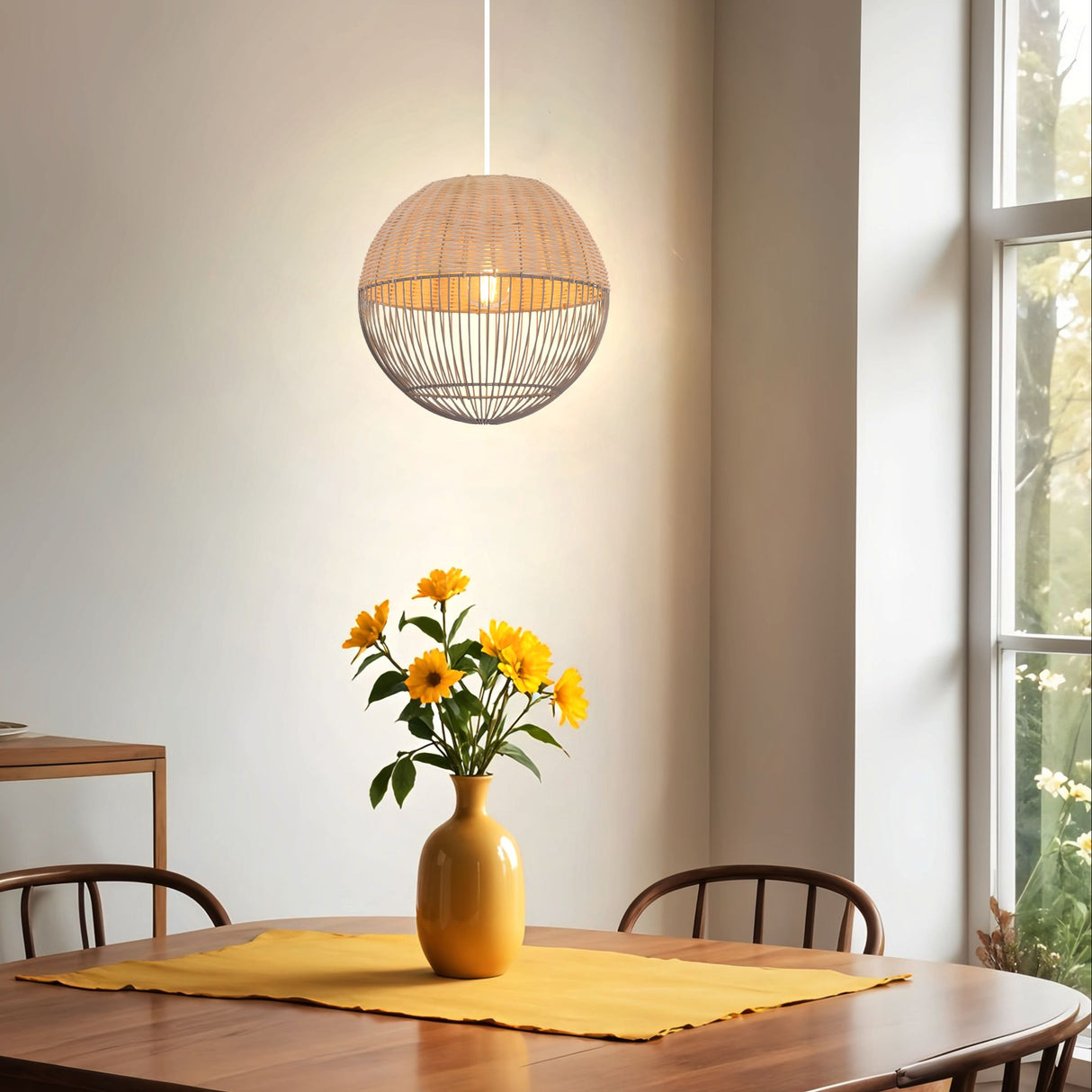Lightsin Chic Rattan and Metal Pendant Light for Kitchen Lightsin UK 