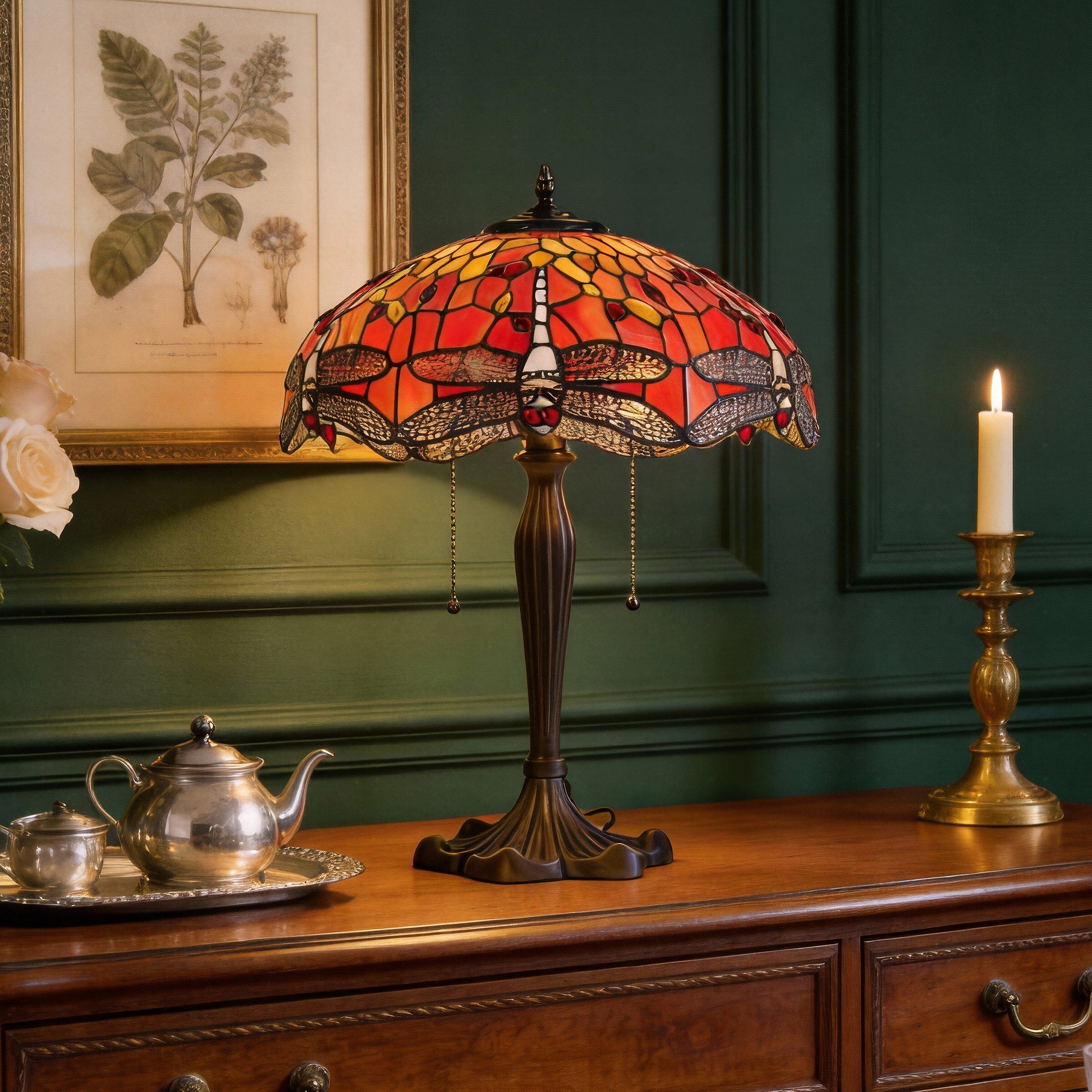 Lightin Tiffany Table Lamp | Handcrafted Stained Glass Dragonfly Series Lightsin UK 