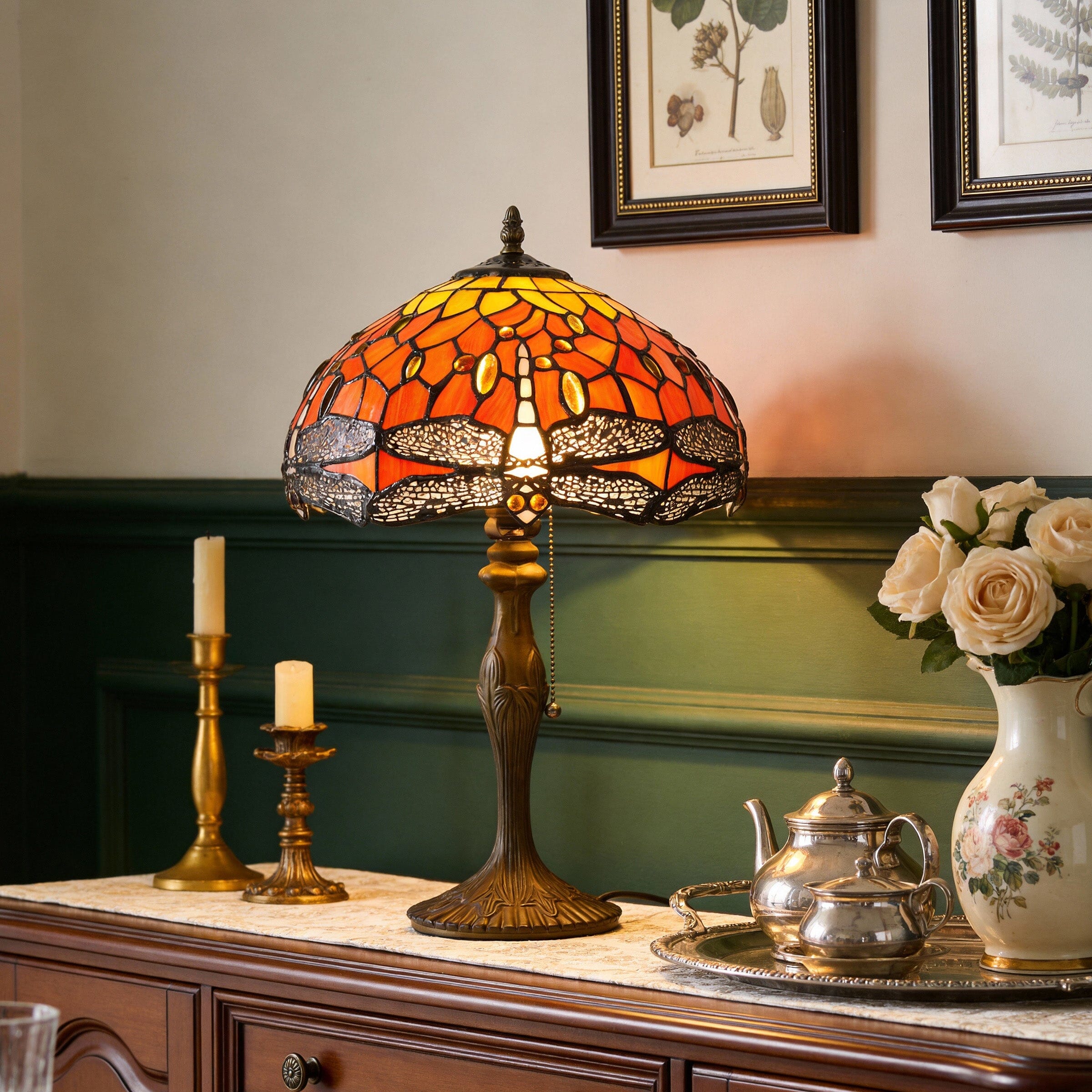 Lightin Tiffany Table Lamp | Handcrafted Stained Glass Dragonfly Series Lightsin UK 