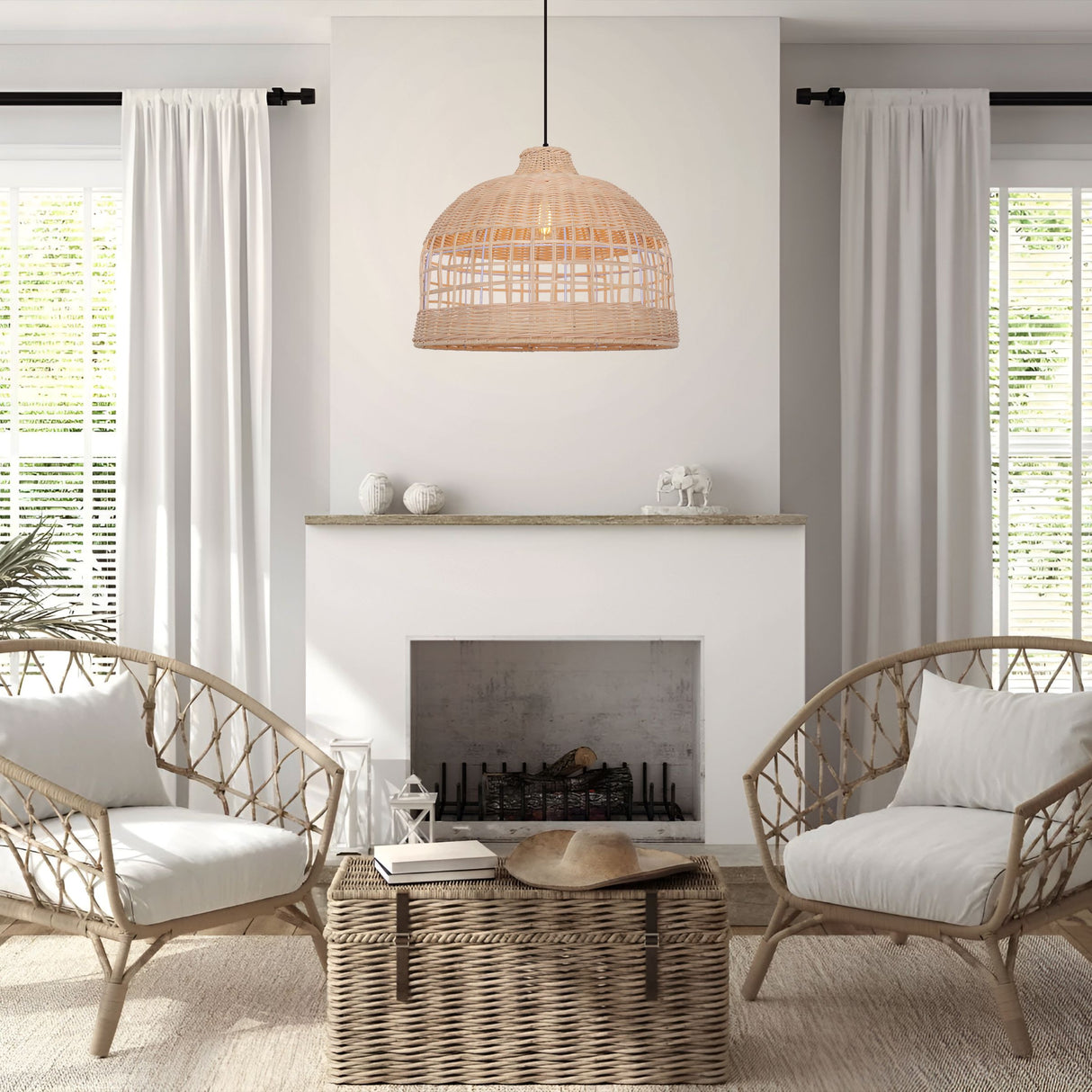 Lightsin Elegant Openwork Rattan Pendant Light with Lattice-Cut Design Lightsin UK 