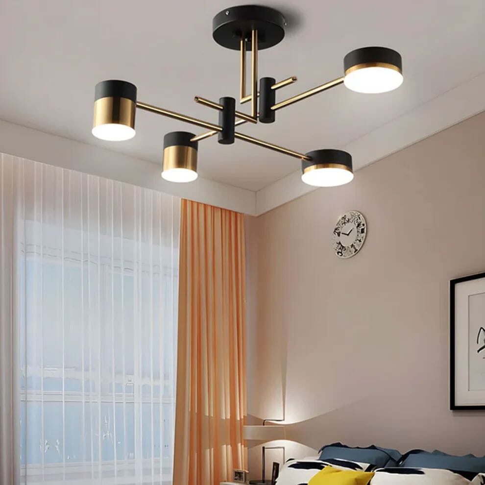 ‍Lightsin Modern Black & Gold Metal Ceiling Light with LED Bulbs (100% off) Lightsin UK Modern 4-Light 