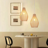 Lightsin Natural Rattan and Bamboo Pendant Light with Iron Frame Living and Home B 