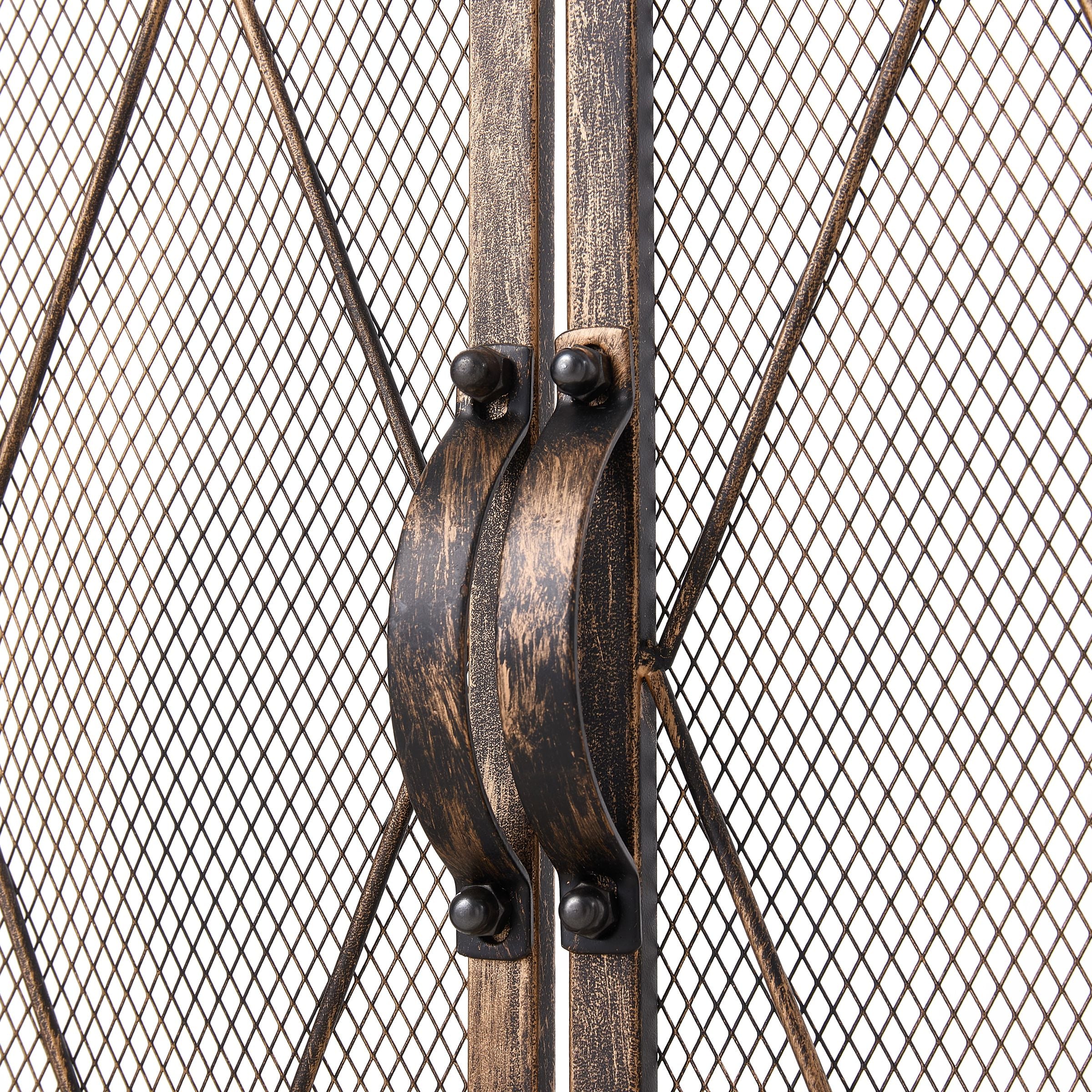 Smallbee Triple-Fold Iron Fireplace Screen Antique Copper Powder-Coated – 127x13x81cm Smallbee UK 