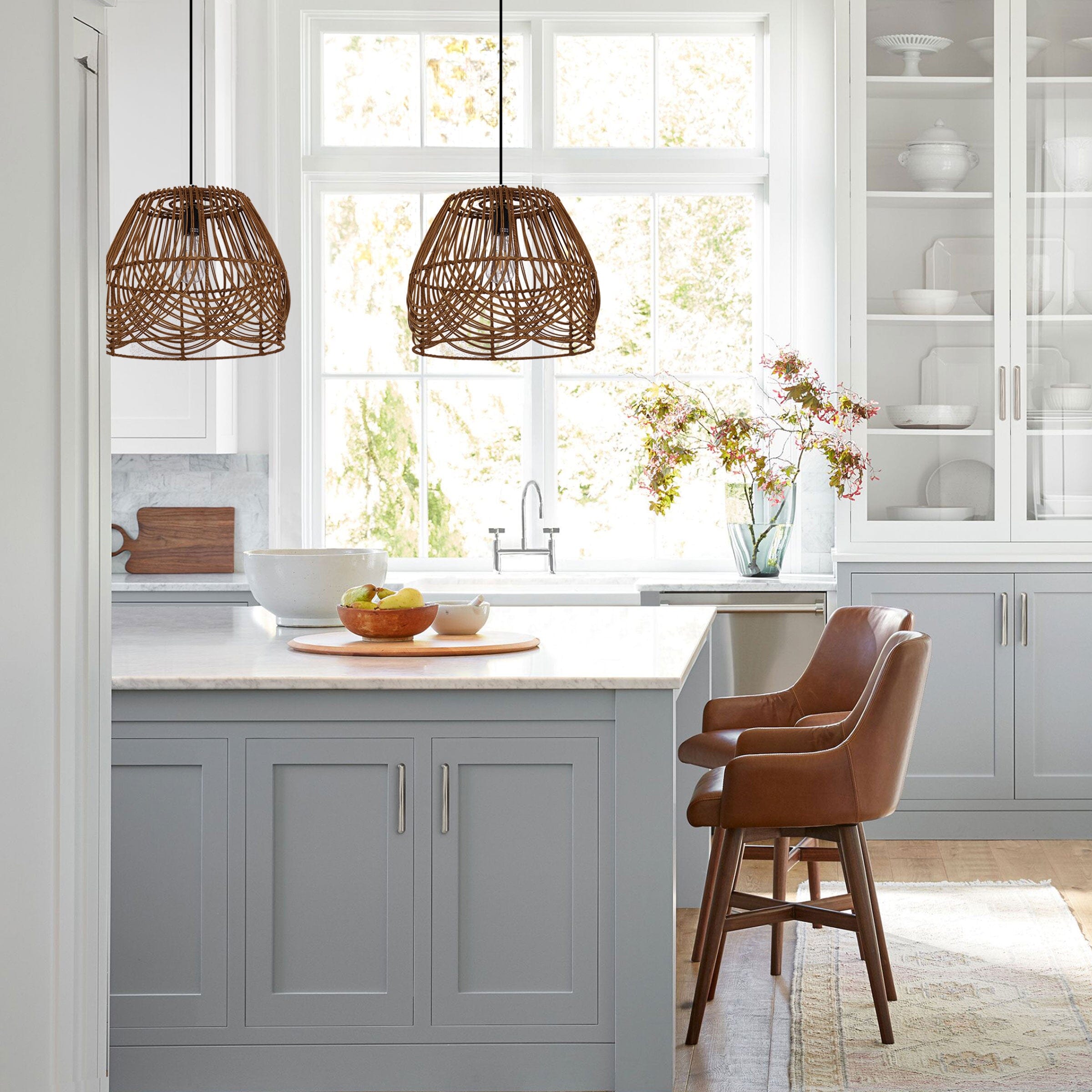 Lightsin Rustic Woven Rattan Pendant Light for Living Spaces Lightsin UK 