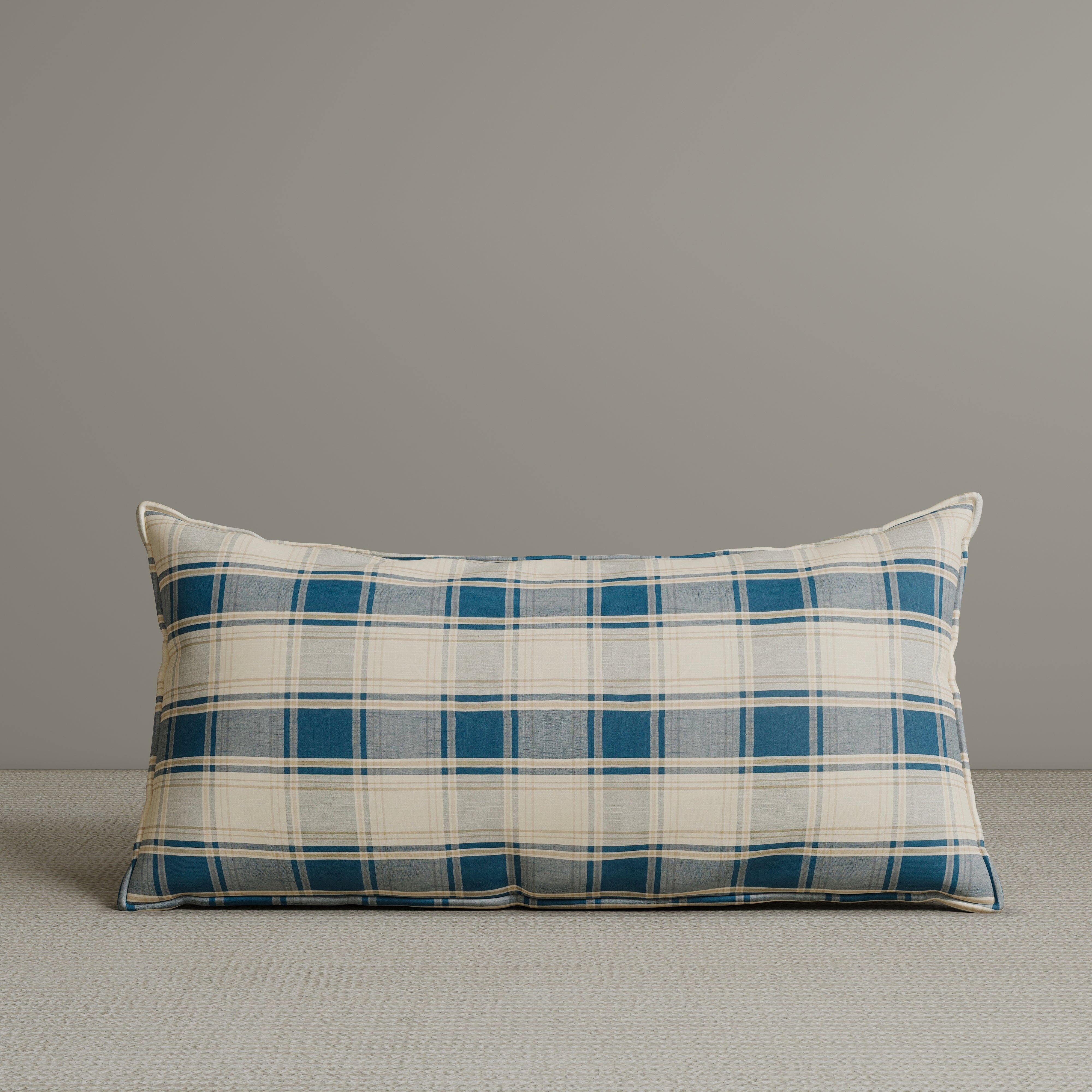 Exclusive Waist Cushion in Dark Blue Checkered Cotton Linen, 56*27*12 CM Cottonfy UK 1 PC In Stock 