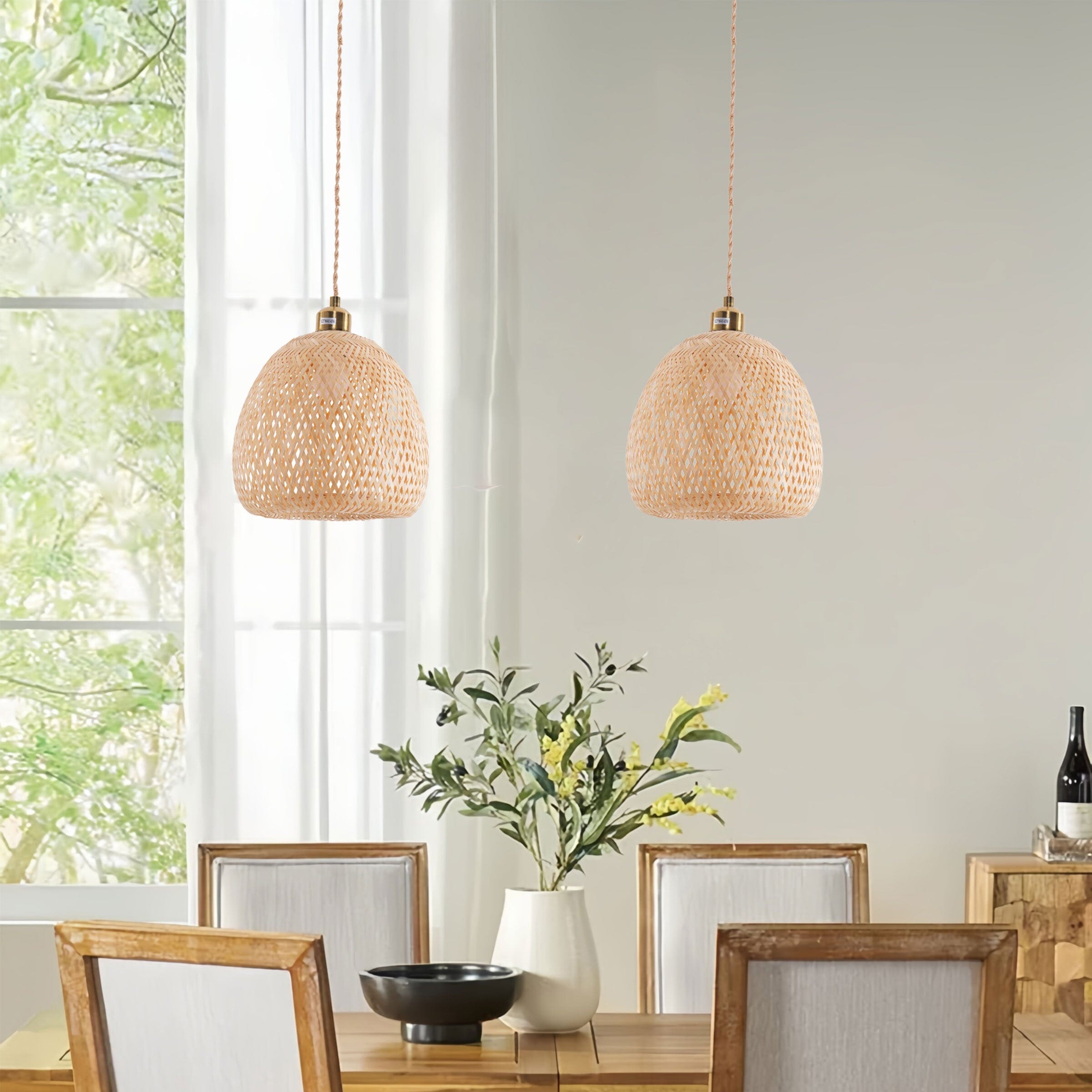 Lightsin Handwoven Bamboo Pendant Light Natural Elegance for Warm Ambient Spaces Lightsin UK 