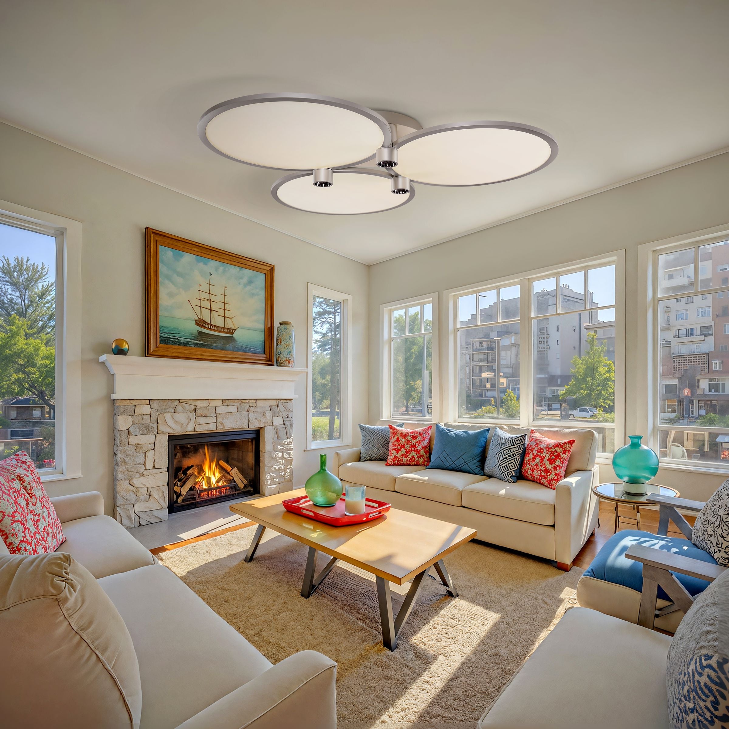 Lightsin Modern Three-Disk Silver/Gold Full Spectrum Ceiling Light Lightsin UK 