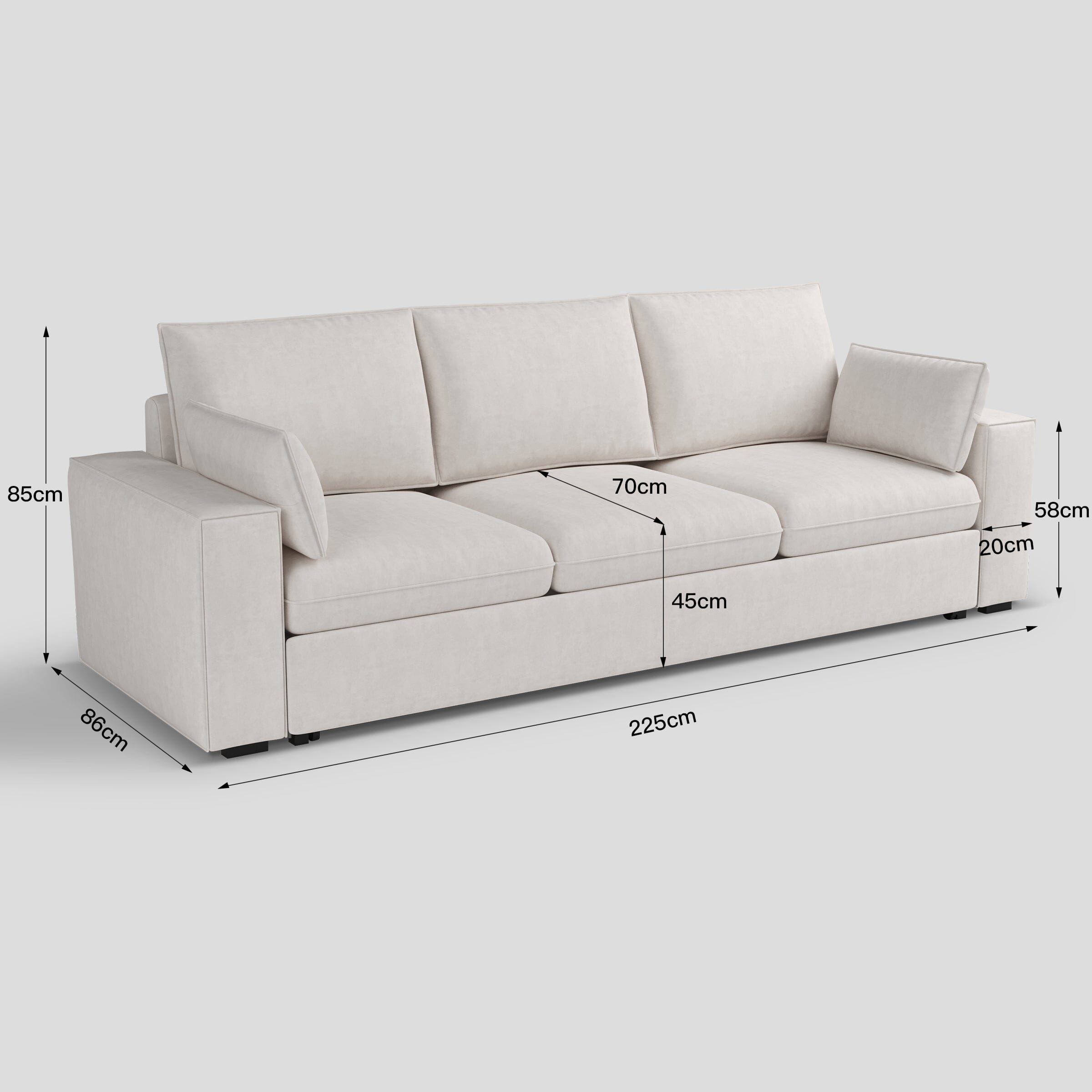 Cottonfy Creamy Tofu Block Pullout Sofa Bed with Storage Cottonfy UK 3-Seater( 4-8 Weeks Delivery ) 
