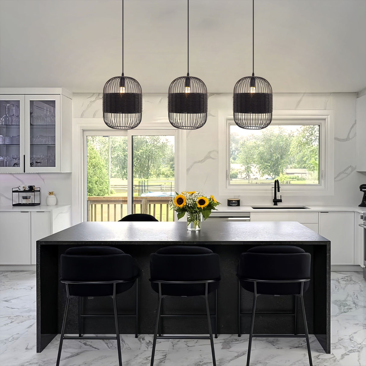 Lightsin Black Handcrafted Pendant Light Industrial Rattan Design for Home Décor Lightsin UK 