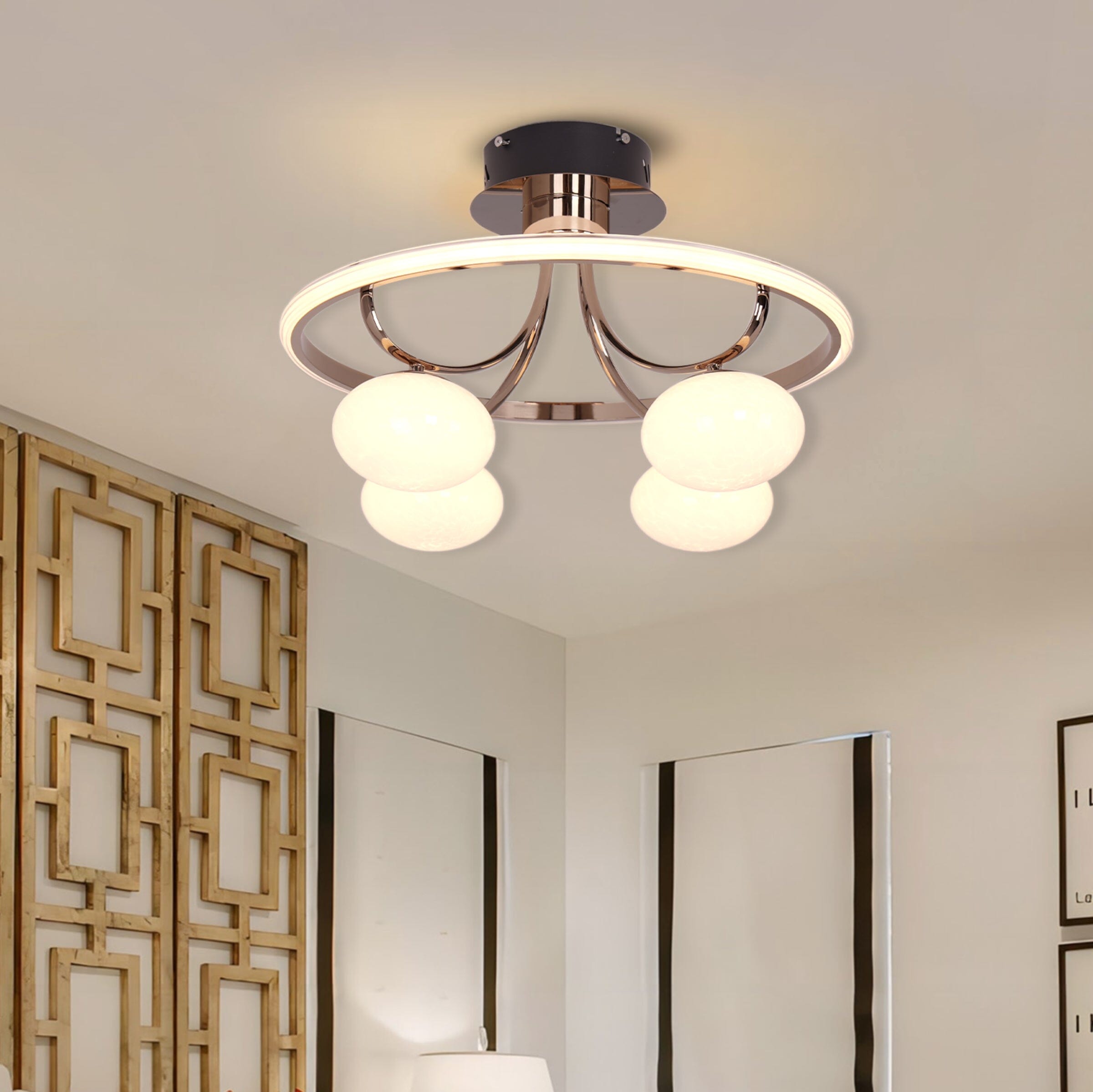 Lightsin Elegant Circular Ceiling Light with Four Orbs Lightsin UK 
