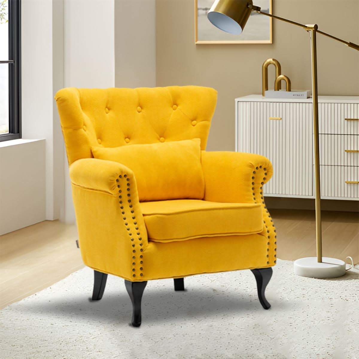Linen Upholstery Wingback Chair Cushion