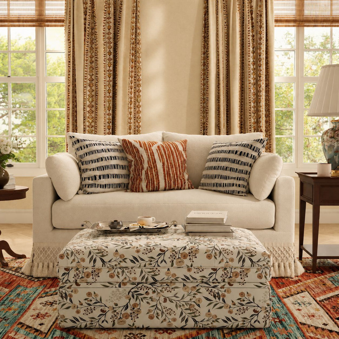 Cottonfy Cotton-Linen Washable Fringe 2 Seater Sofa Cottonfy UK 