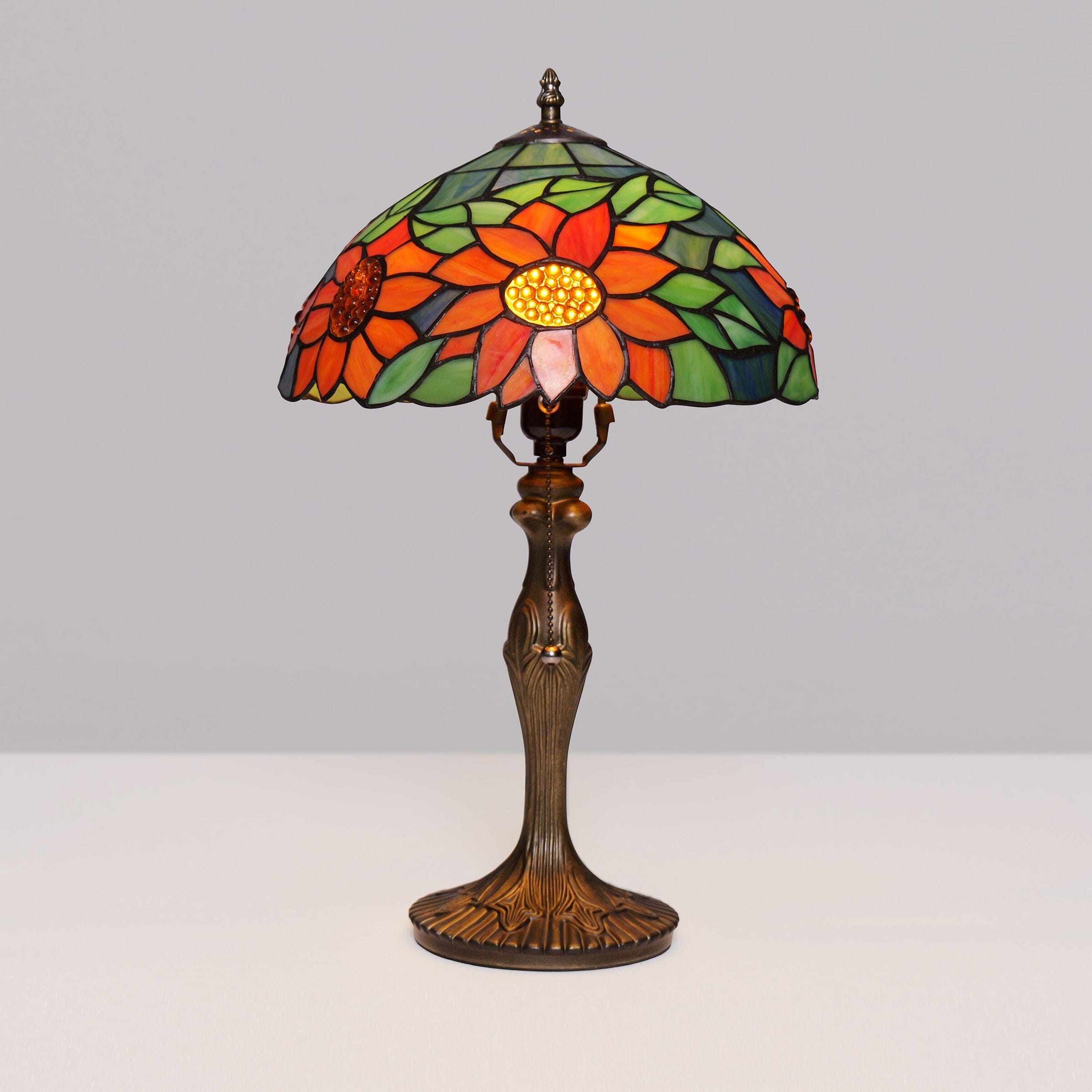 Lightsin Tiffany Table Lamp | Handcrafted Stained Glass Floral Petals Series Green and Blue Lightsin UK 