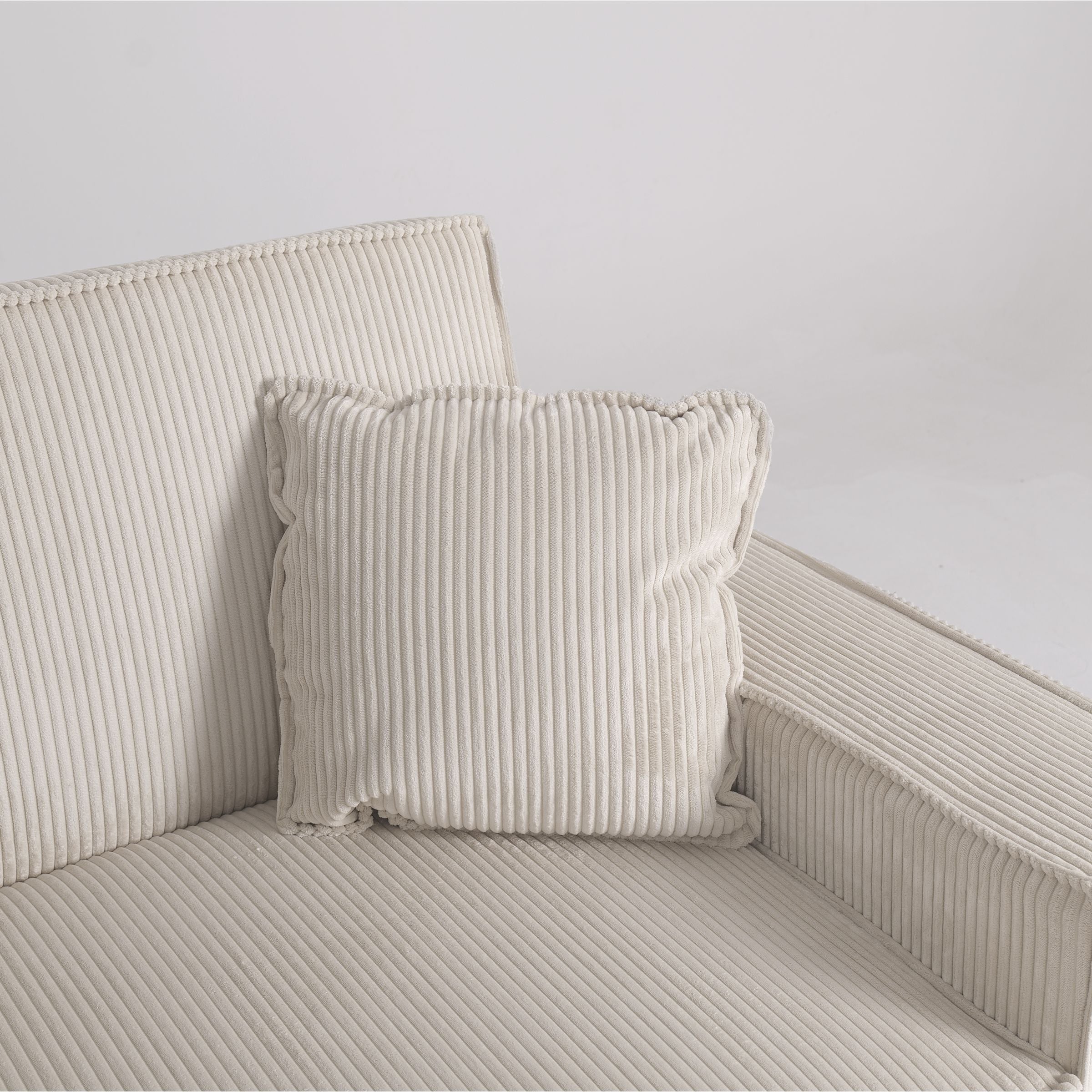 Beige & Grey Corduroy Sofa Bed with Adjustable Backrest and Spring Coil Support Living and Home 