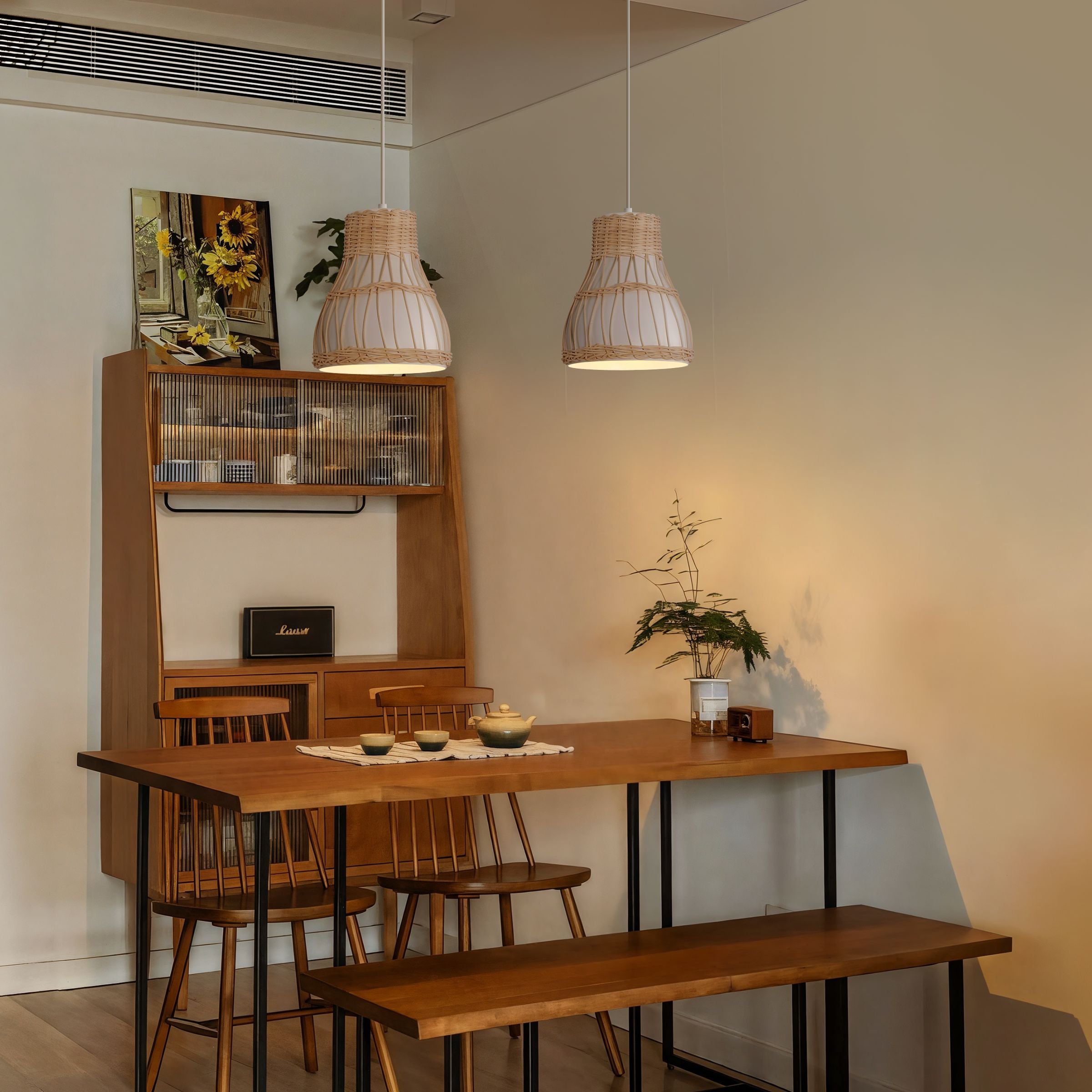 Lightsin Modern Rattan Pendant Light Available in Grey, Pink, and White Lightsin UK 