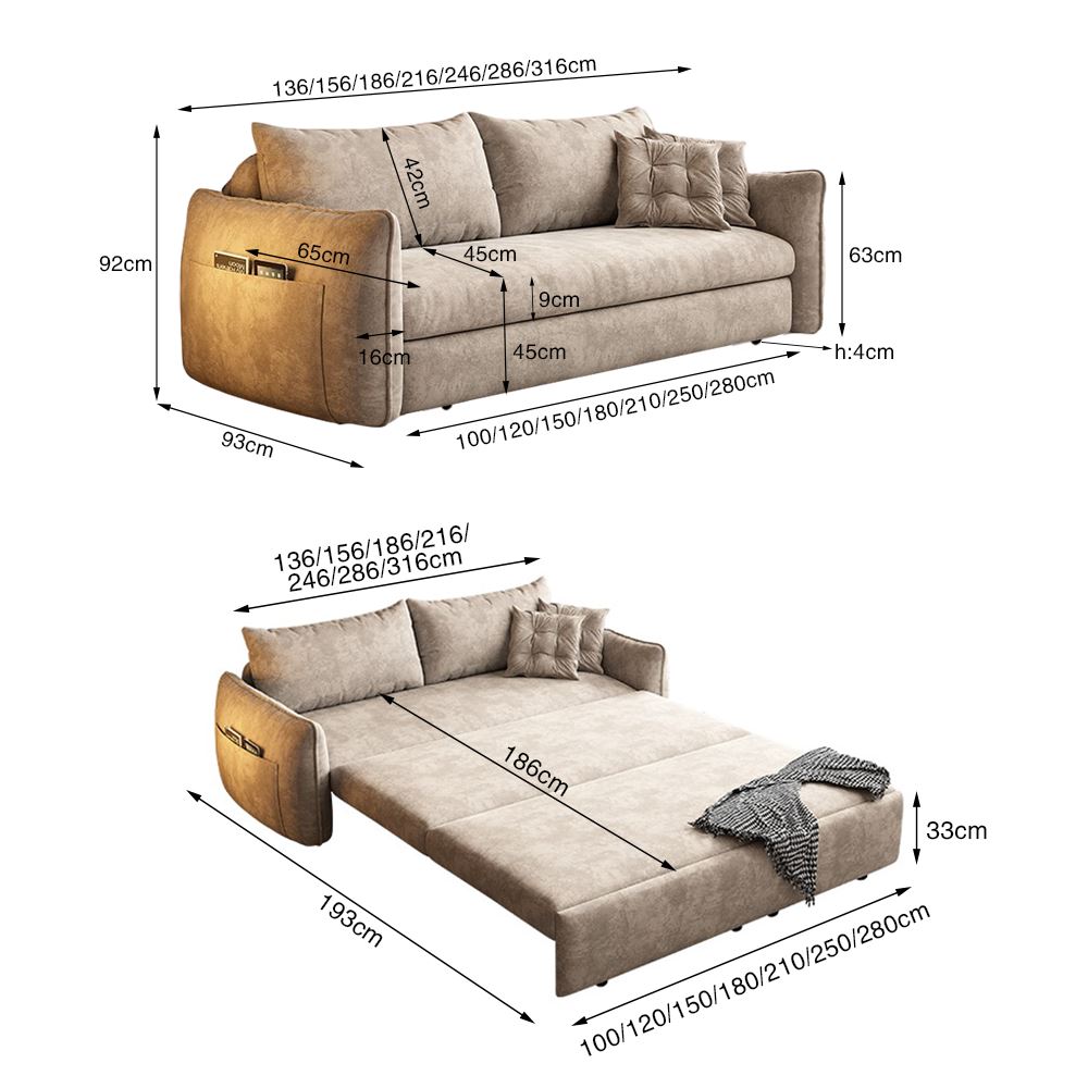 Upgrade Adjustable Multifunctional 3 Seater Sofa Bed with Storage Space Living and Home 