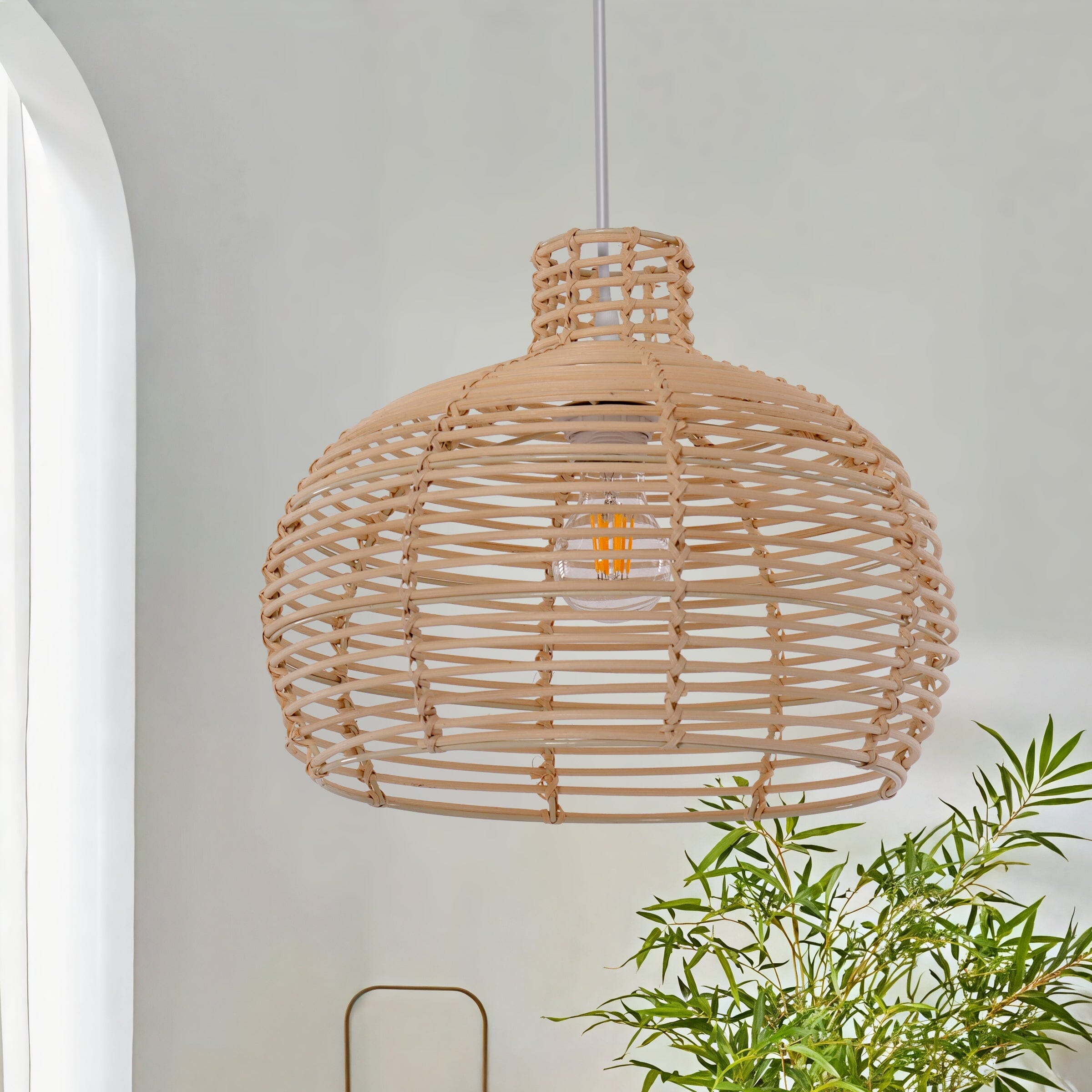 Lightsin Lightweight Open Weave Rattan Ceiling Light Lightsin UK 1 Unit 
