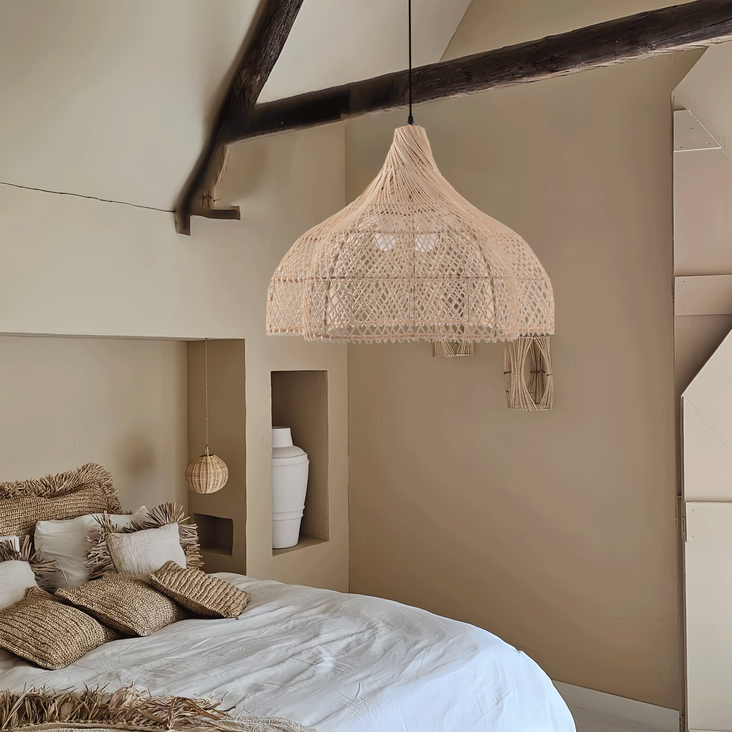 Lightsin Handcrafted Bamboo Rattan Pendant Light with Tranquil Umbrella Design Lightsin UK 