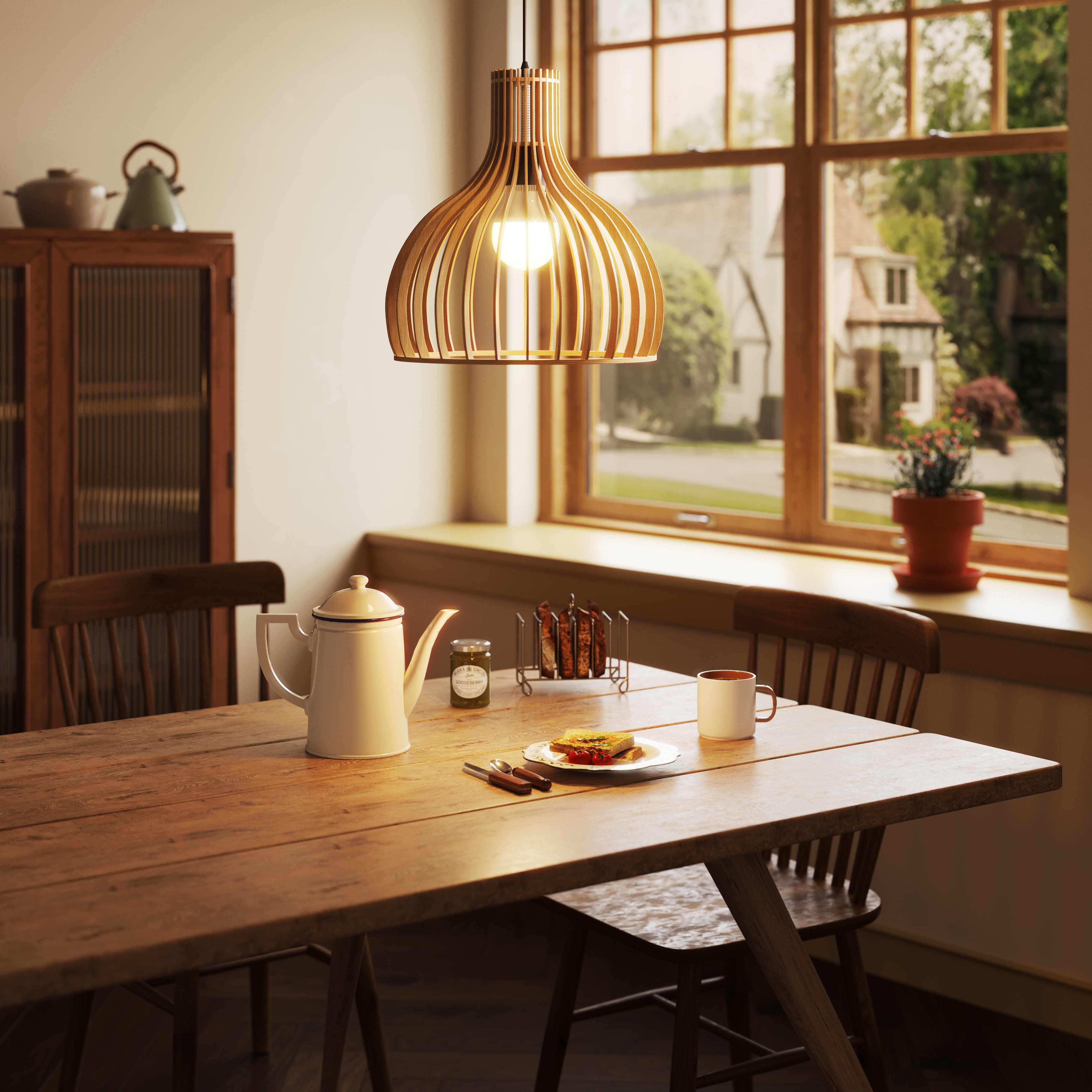 Lightsin Shadome-Nordic Wooden Cage Hanging Pendant Light Lightsin UK 