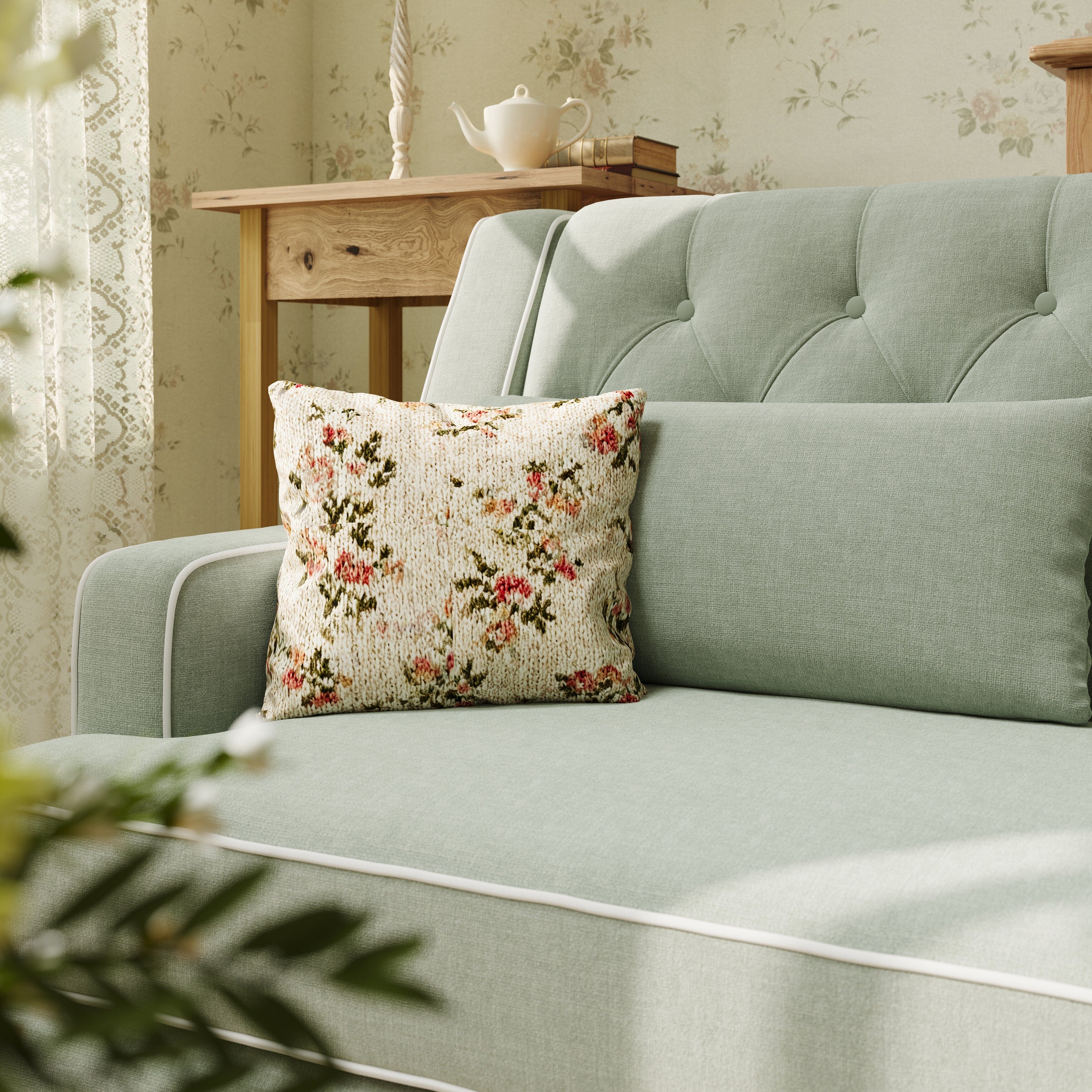 Cottonfy country fringe skirt sofa in cottagecore living room UK