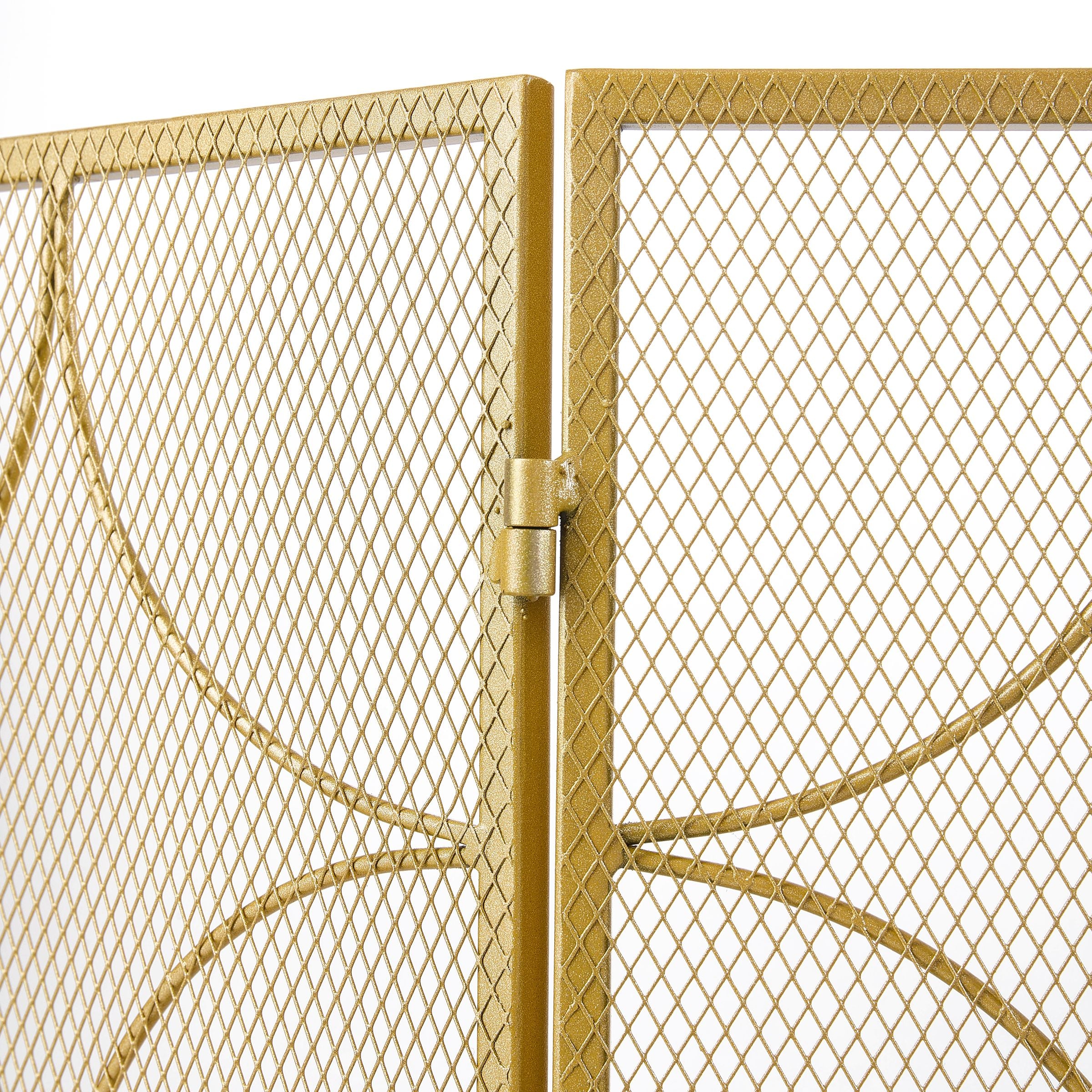 Smallbee Iron Fireplace Screen Gold Powder-Coated – 122x2.3x77.5cm Smallbee UK 