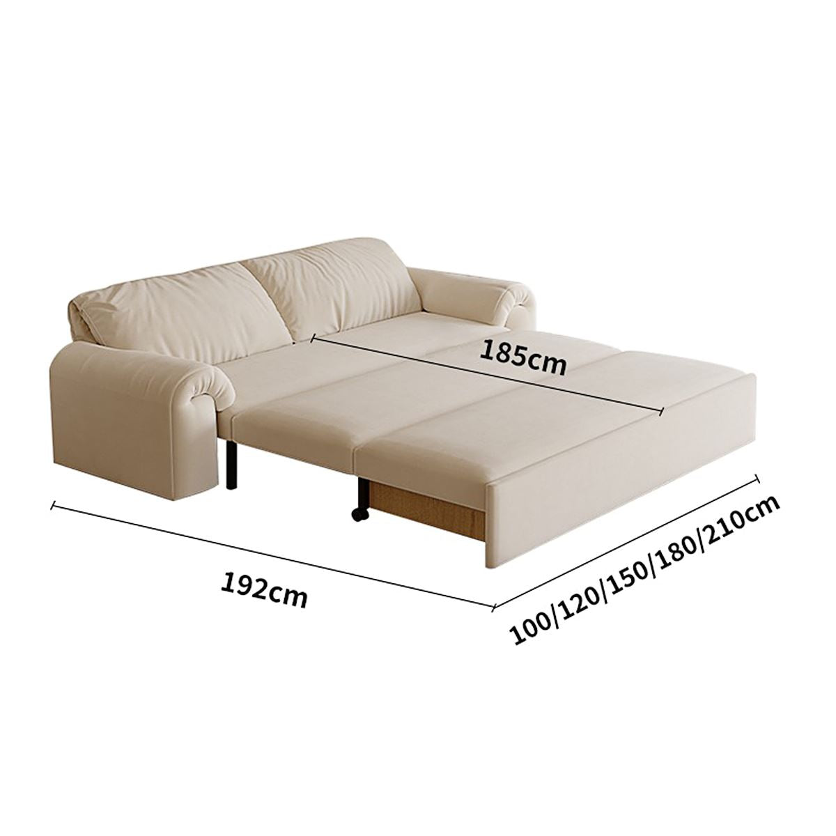 Cottonfy Cream Convertible Sleeper Sofa Bed with Drawers Living and Home 
