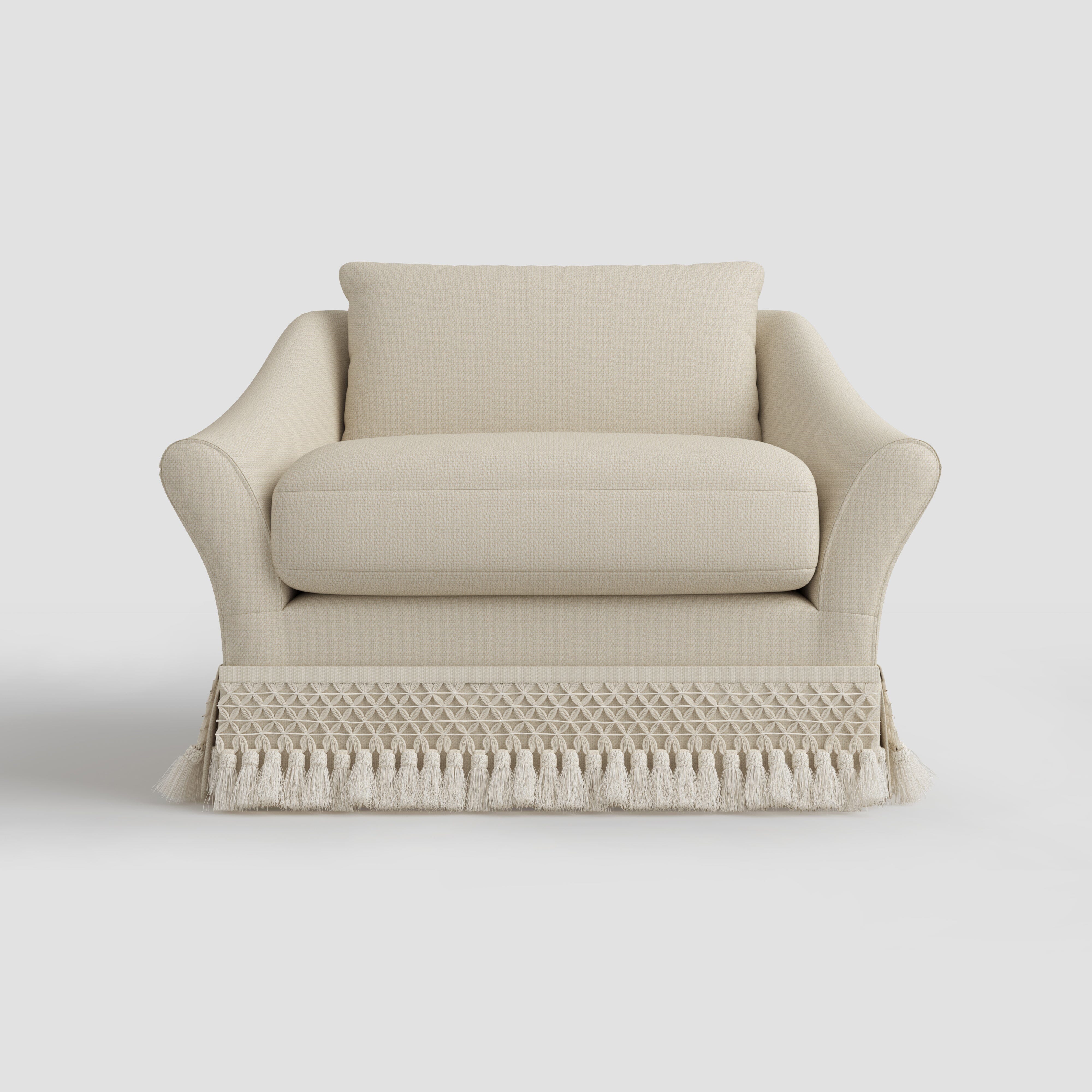 Cottonfy Slipcover Linen Armchair with Fringe Cottonfy UK 